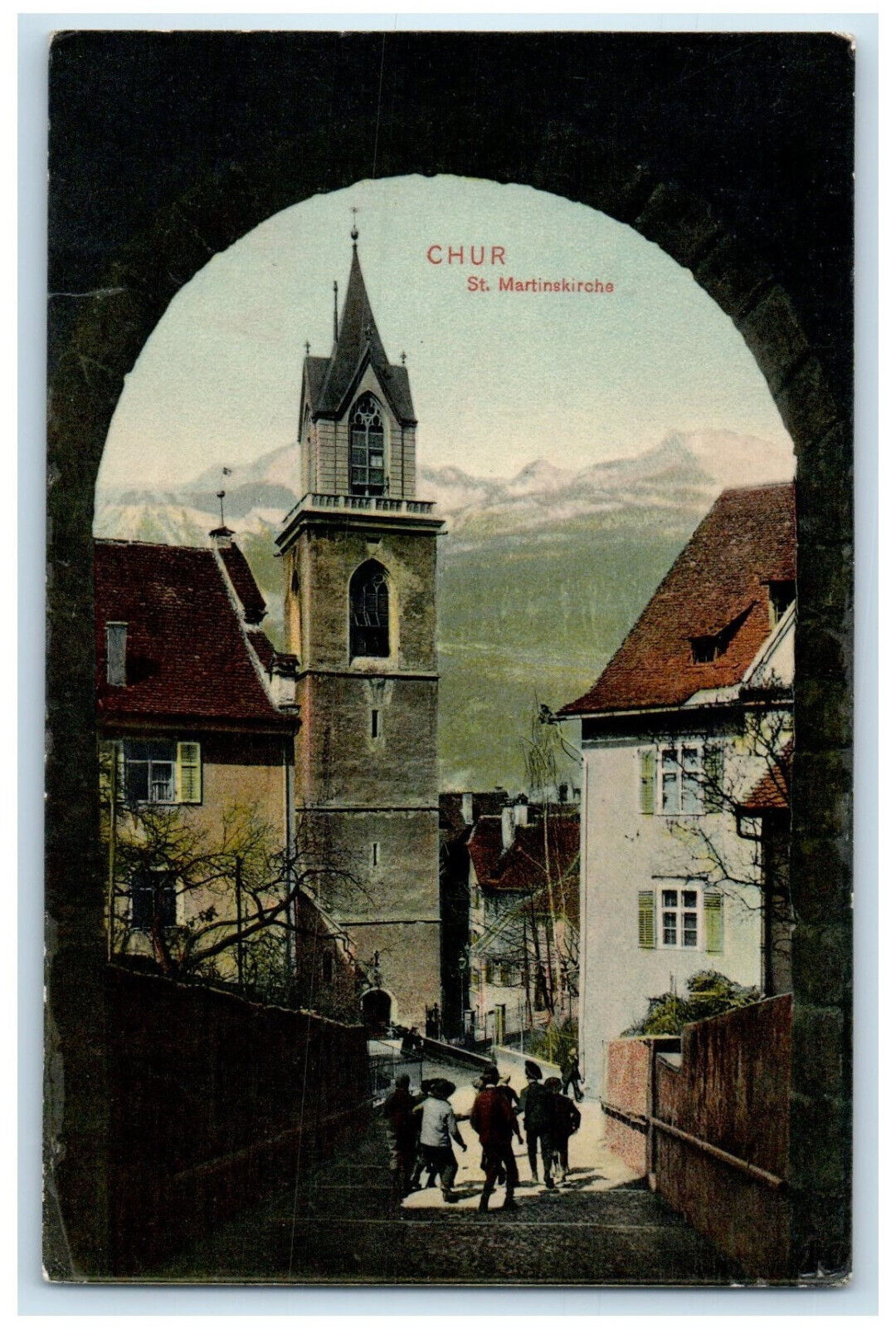c1910 St. Martins Church Chur Graubünden Switzerland Antique Posted Postcard