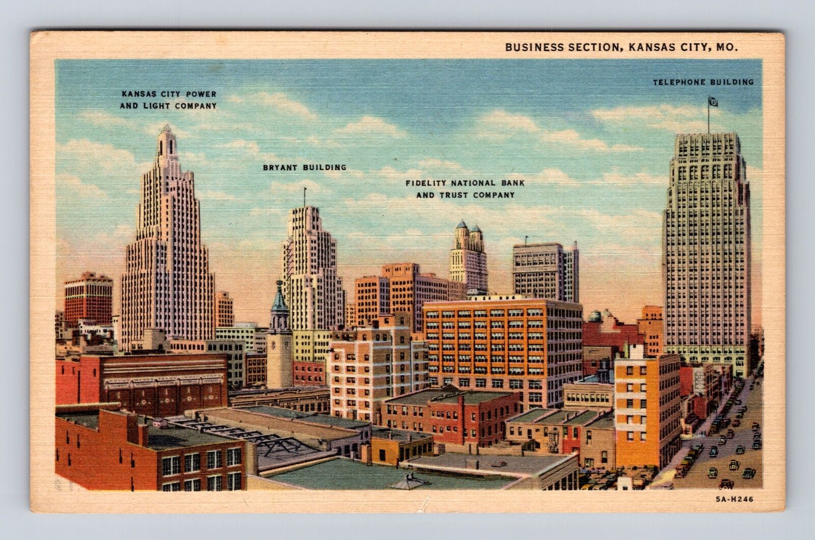 Kansas City MO-Missouri, Power & Light, Bank, Bryant Building Vintage Postcard