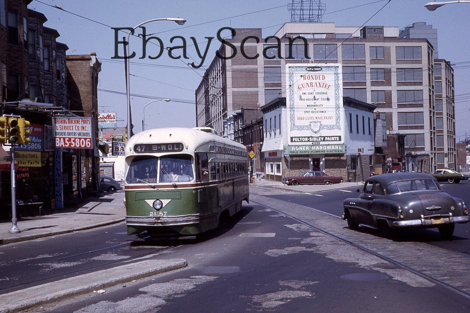 Original 35mm Kodachrome Slide SEPTA Philadelphia Trolley Street Scene 1969