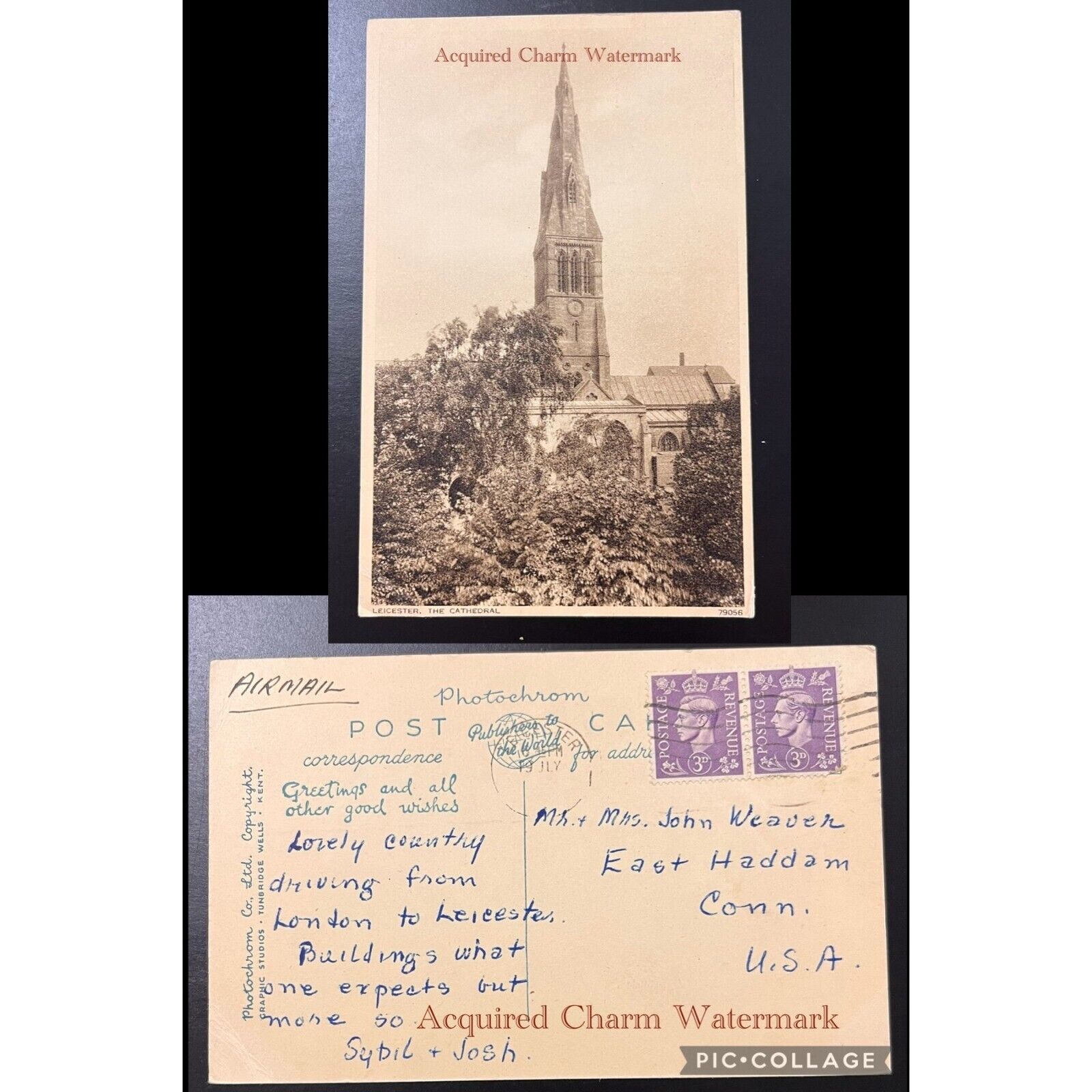 Vintage/Antique, Postcard, Leicester, The Cathedral, July 19, unknown year