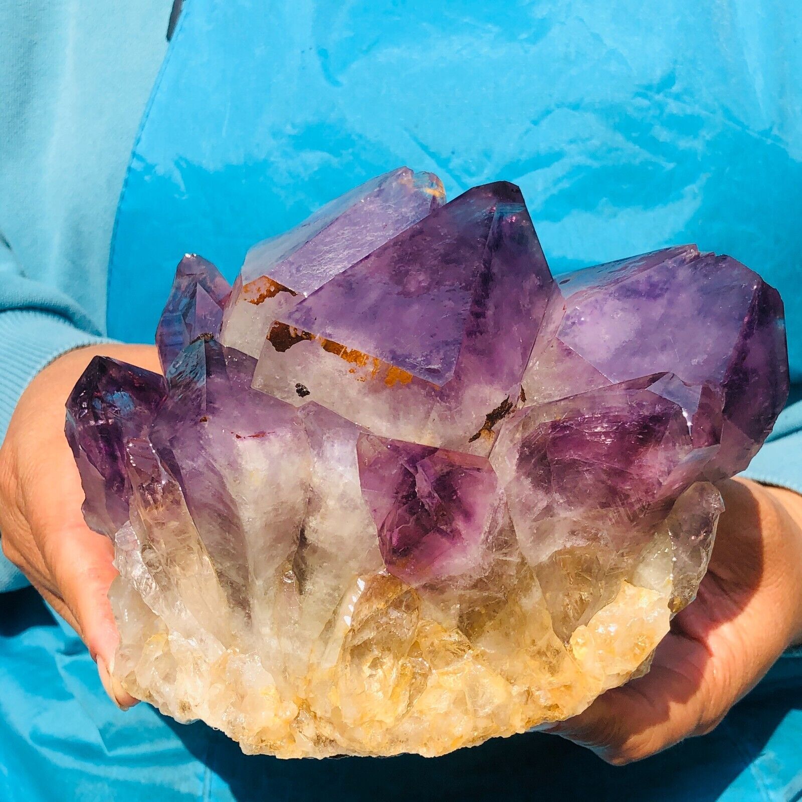 4.2LB Natural Amethyst Cluster Purple Quartz Crystal Rare Mineral Specimen 1621