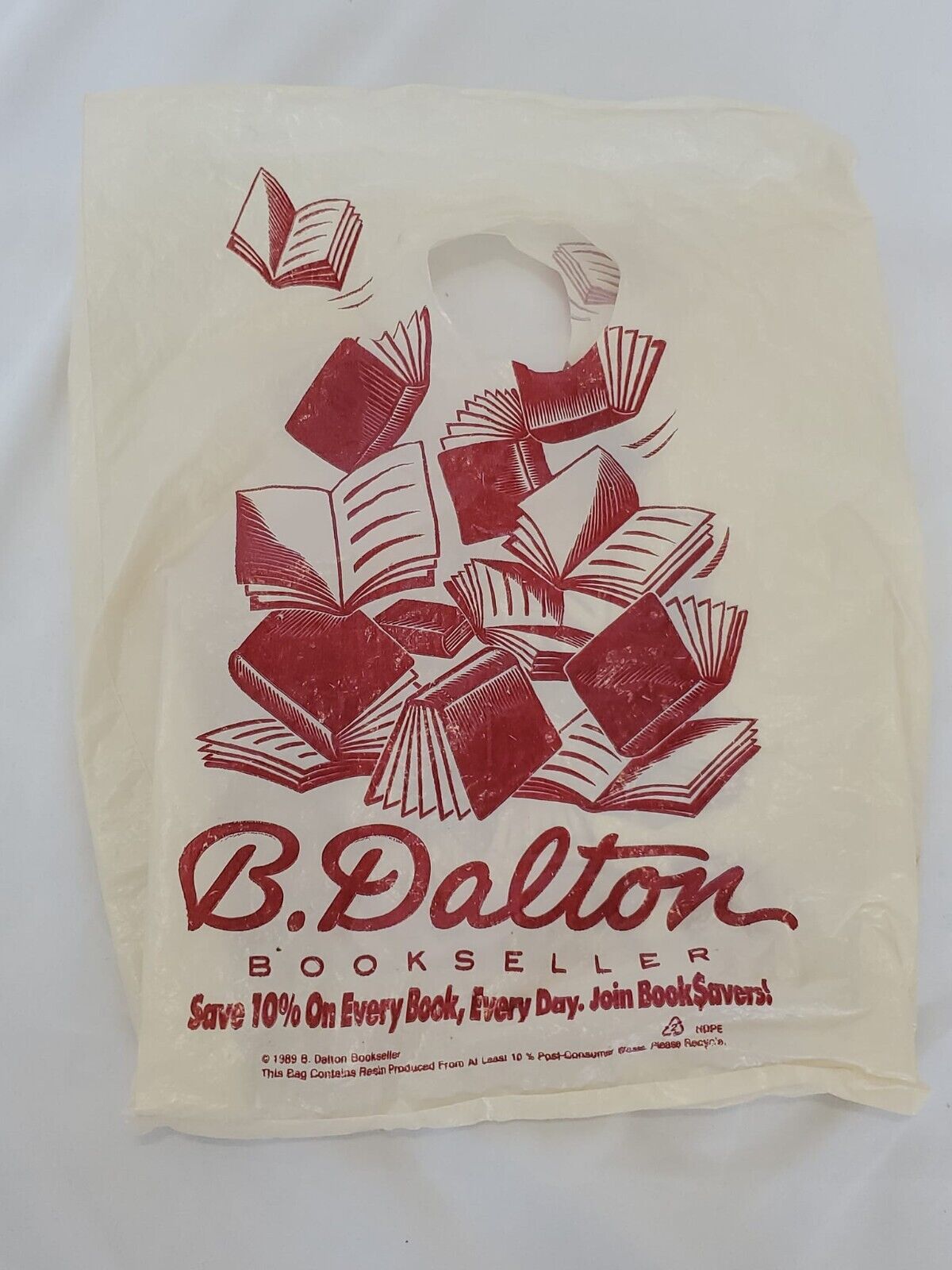 VINTAGE 1989 B Dalton Bookseller Store Plastic Shopping Bag