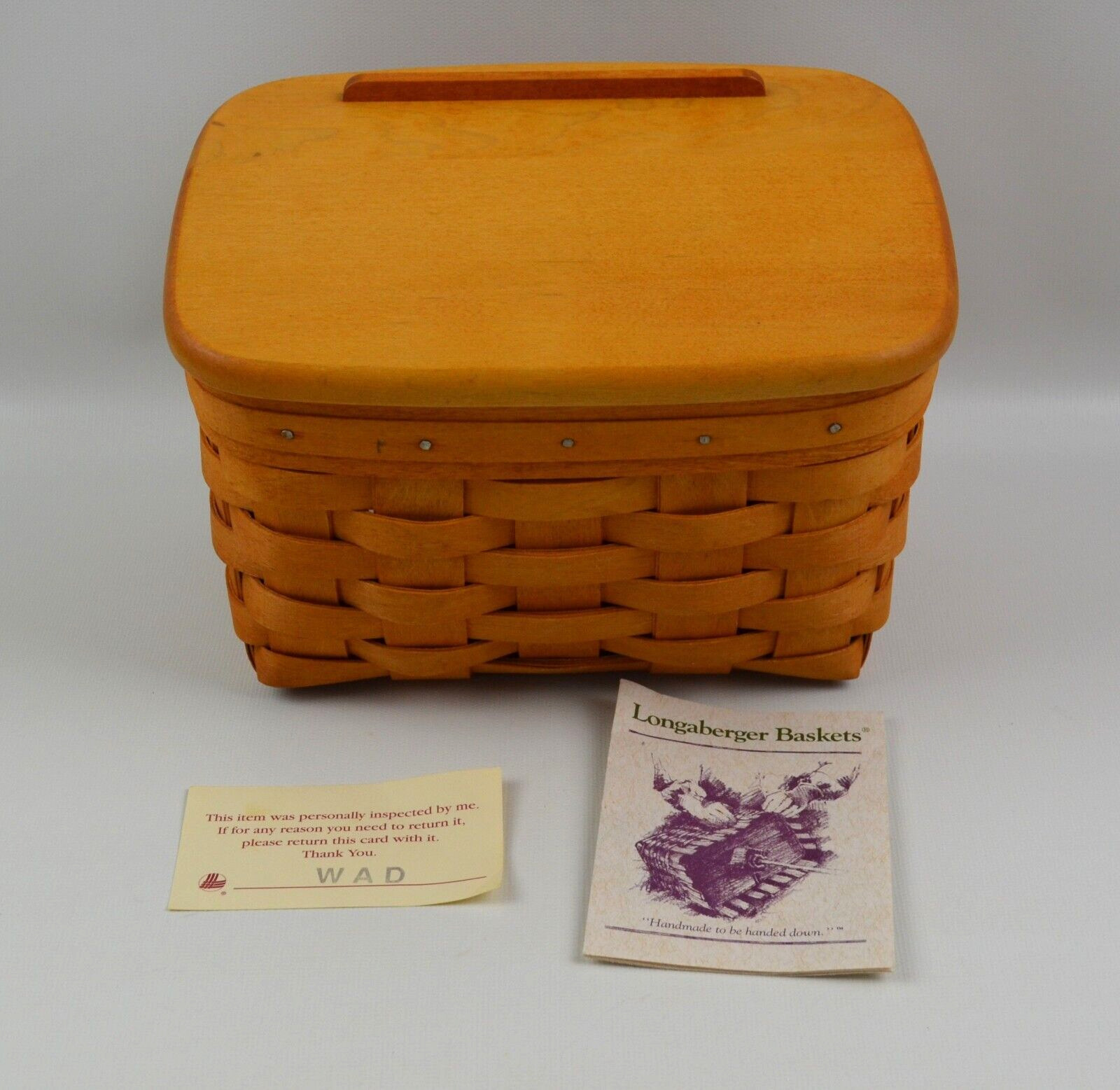 Vintage 1996 Longaberger Basket Recipe Box w/ Lid NO LINERS 8x6