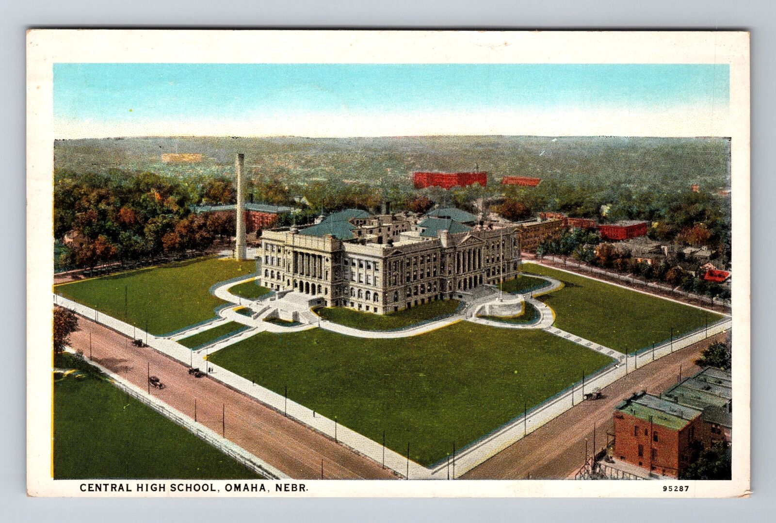 Omaha NE-Nebraska, Central High School, Antique Vintage Souvenir Postcard