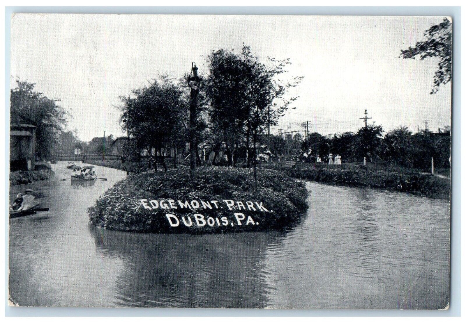 1907 Edgemont Park Lake River Boat Dubois Pennsylvania Vintage Antique Postcard
