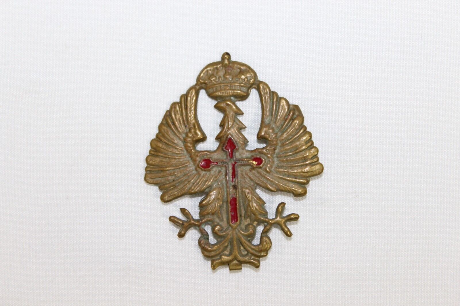 Vintage Spanish Civil War Military Eagle Red Cross 1930's Insignia Brass Badge