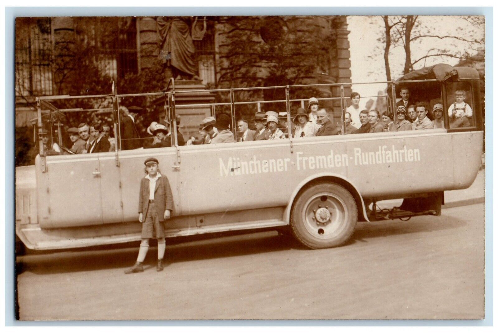 c1910's Munich Germany Bus Tour Car Ride Unposted Antique RPPC Photo Postcard