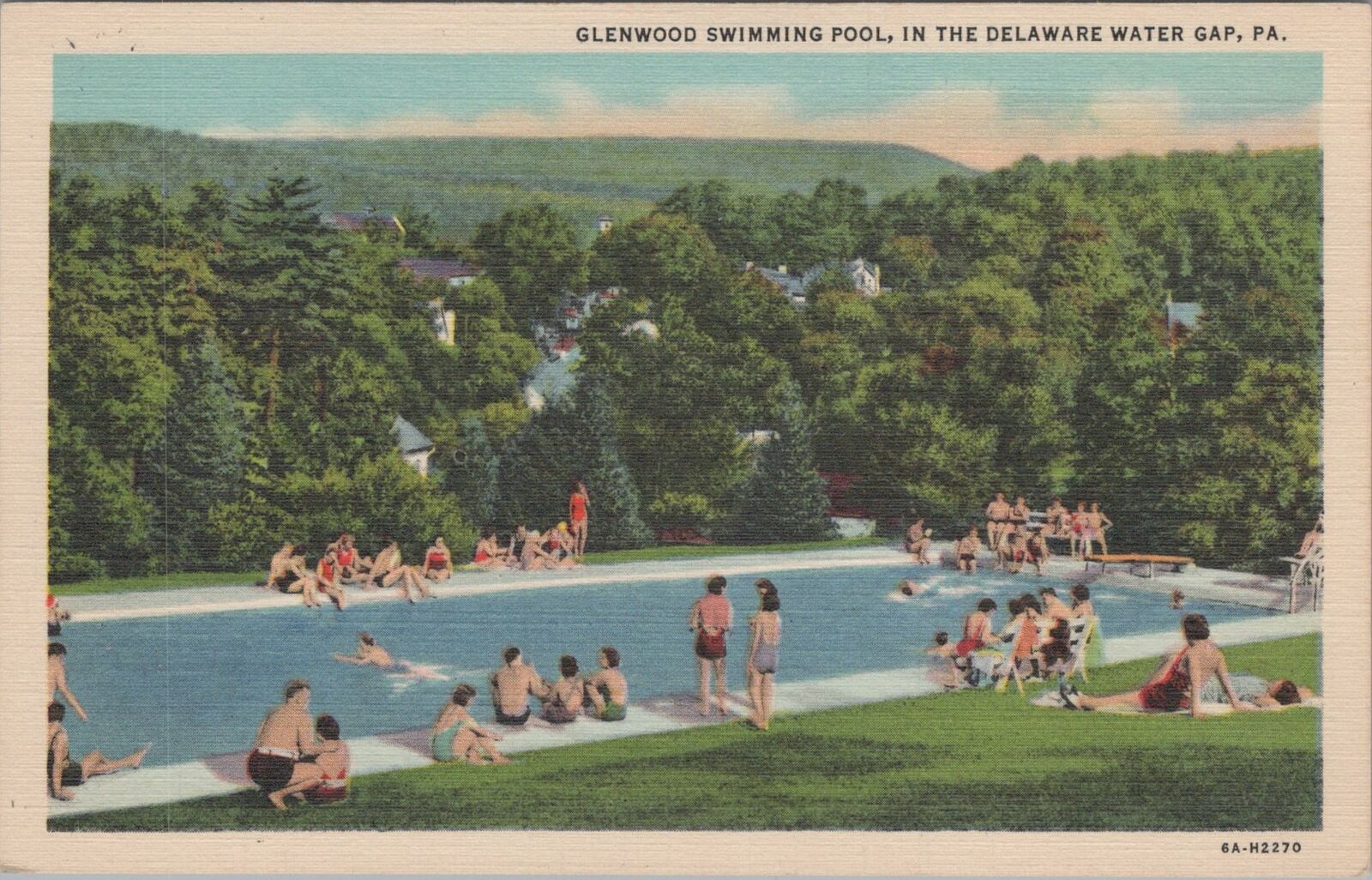 Postcard Glenwood Swimming Pool in the Delaware Water Gap PA 