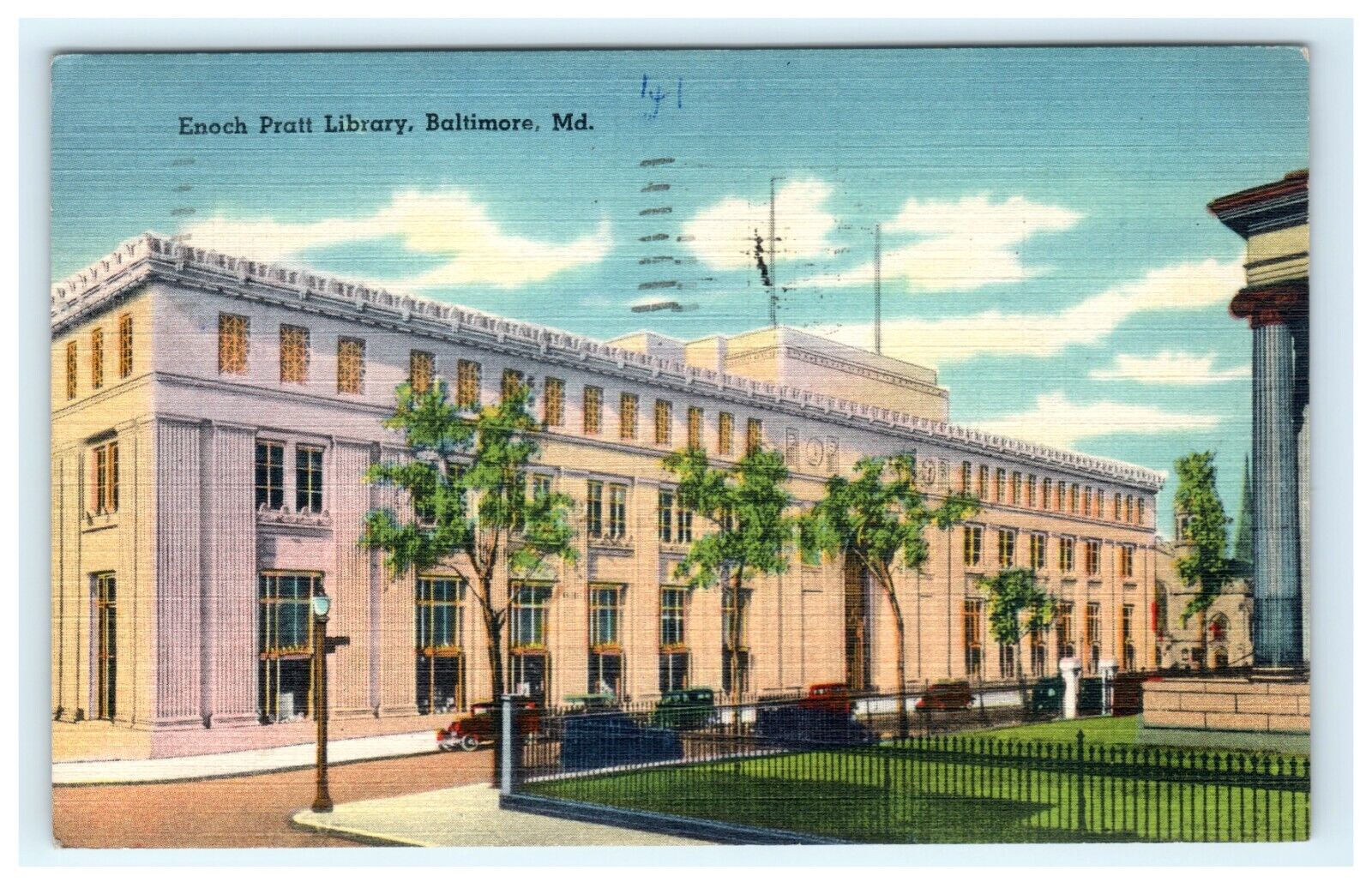 1941 Enoch Pratt Library Baltimore MD, Maryland Early Postcard