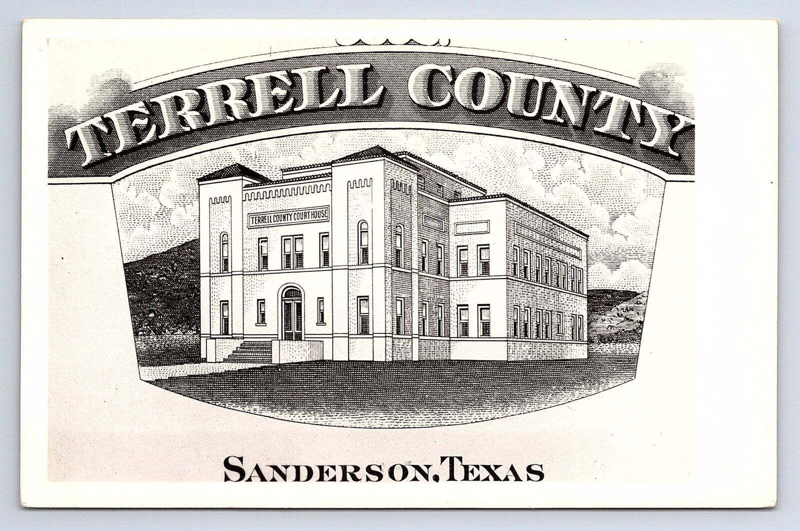 Postcard RPPC Art Image of Sanderson Texas Terrell County Court House