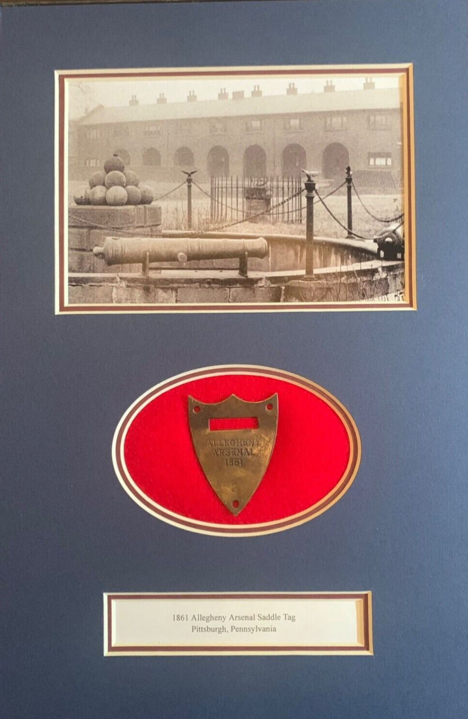 Original Allegheny Arsenal Saddle Tag in Beautiful Display Civil War Tragedy