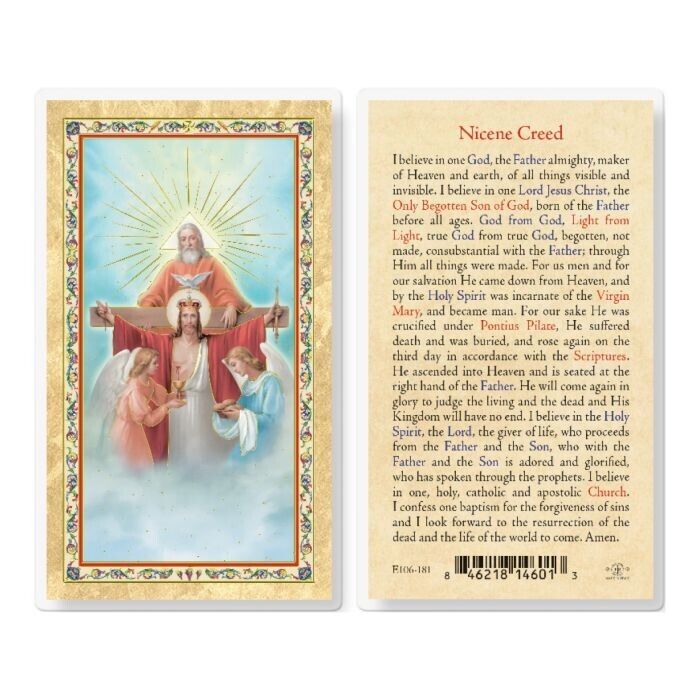 Angels with Holy Trinity - Nicene Creed - Laminated Holy Card E106-181