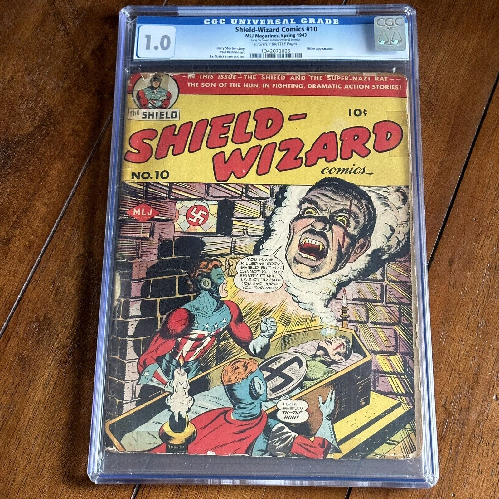 Shield Wizard Comics #10 (1943) - Golden Age WW2 The Shield - CGC 1.0