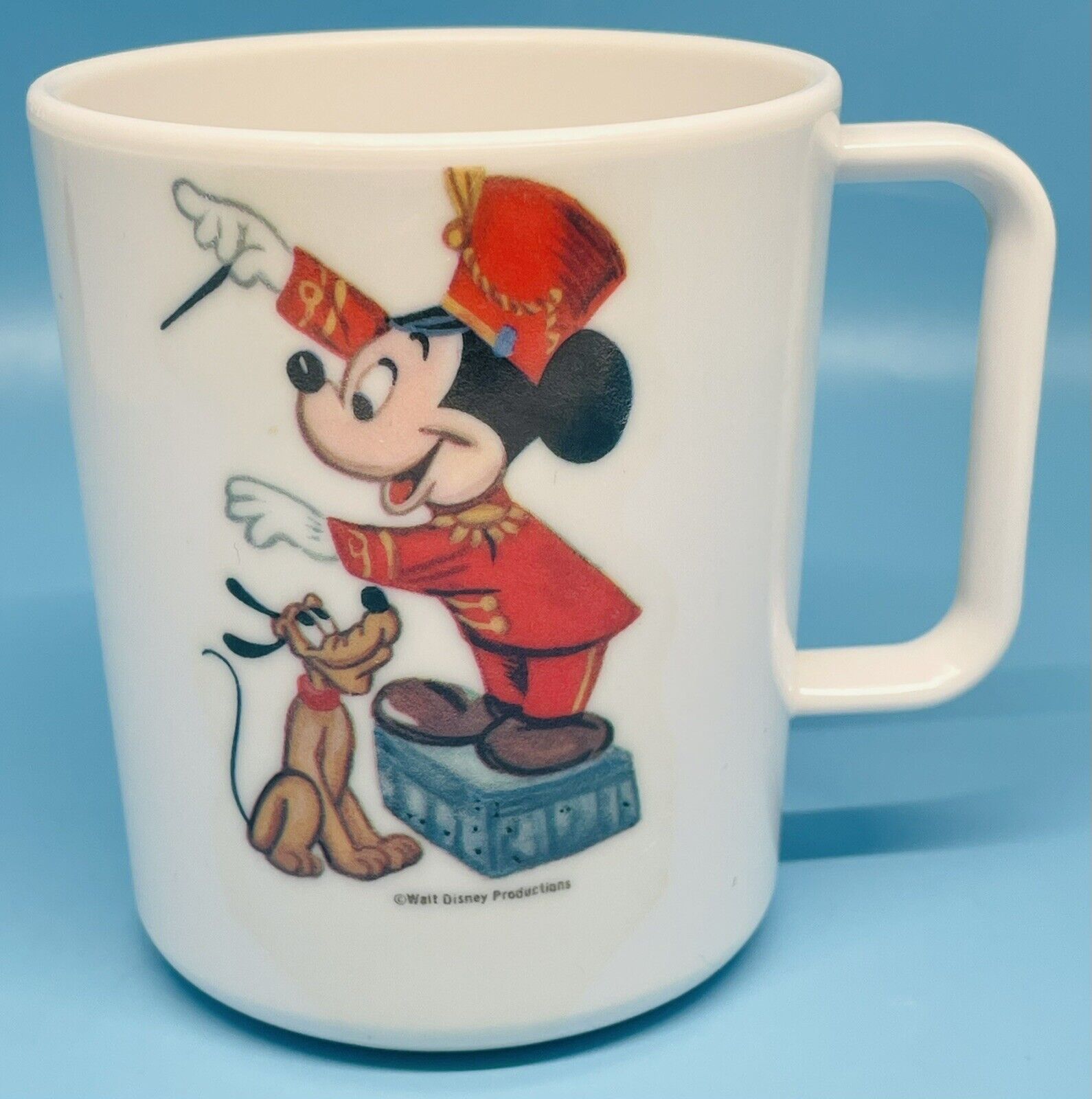 Vintage Walt Disney Productions Plastic Mug Cup Mickey Mouse Pluto