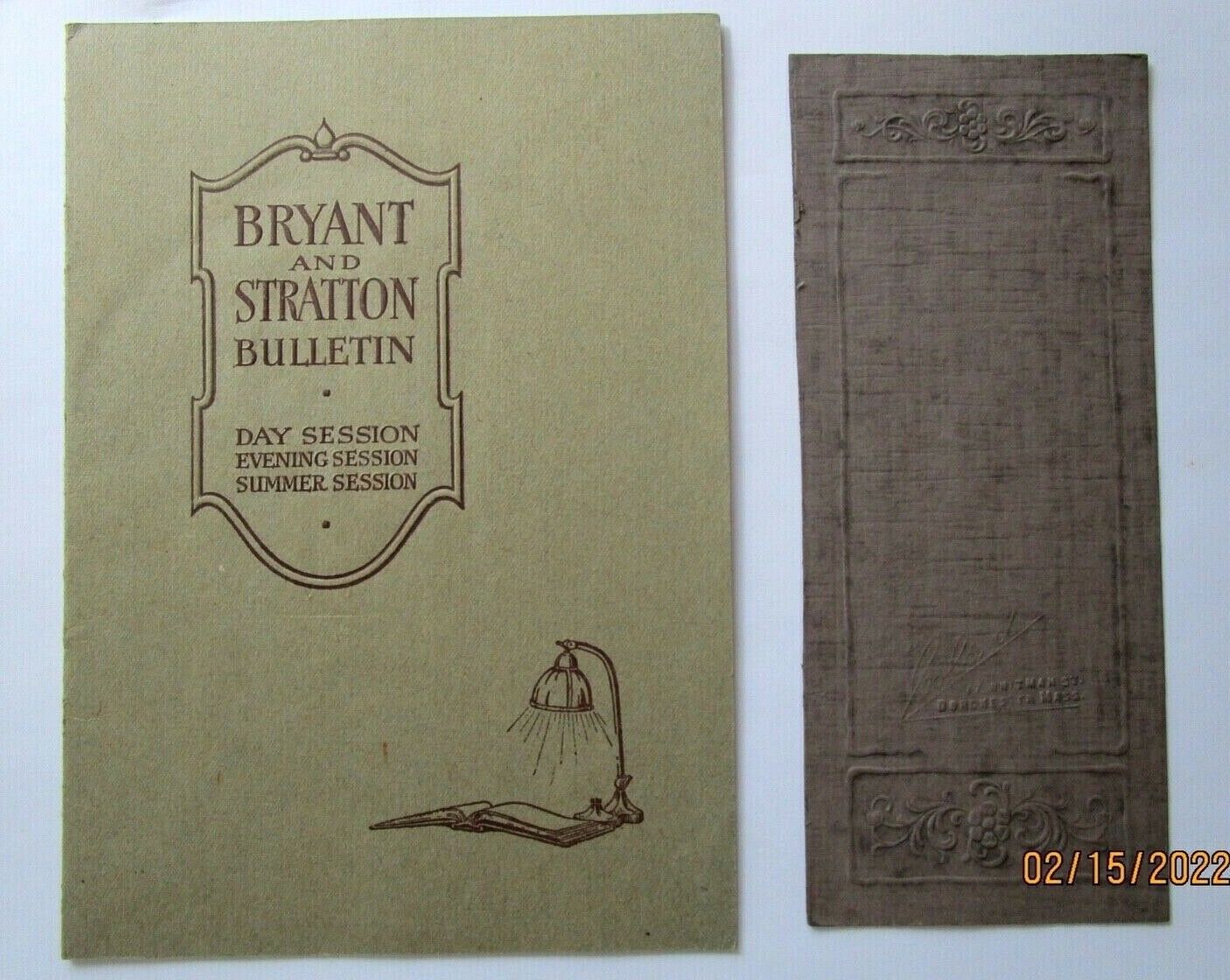 VINTAGE BRYANT AND STRATTON COMMERCIAL SCHOOL BULLETIN WITH BOOKMARK -E9E-22