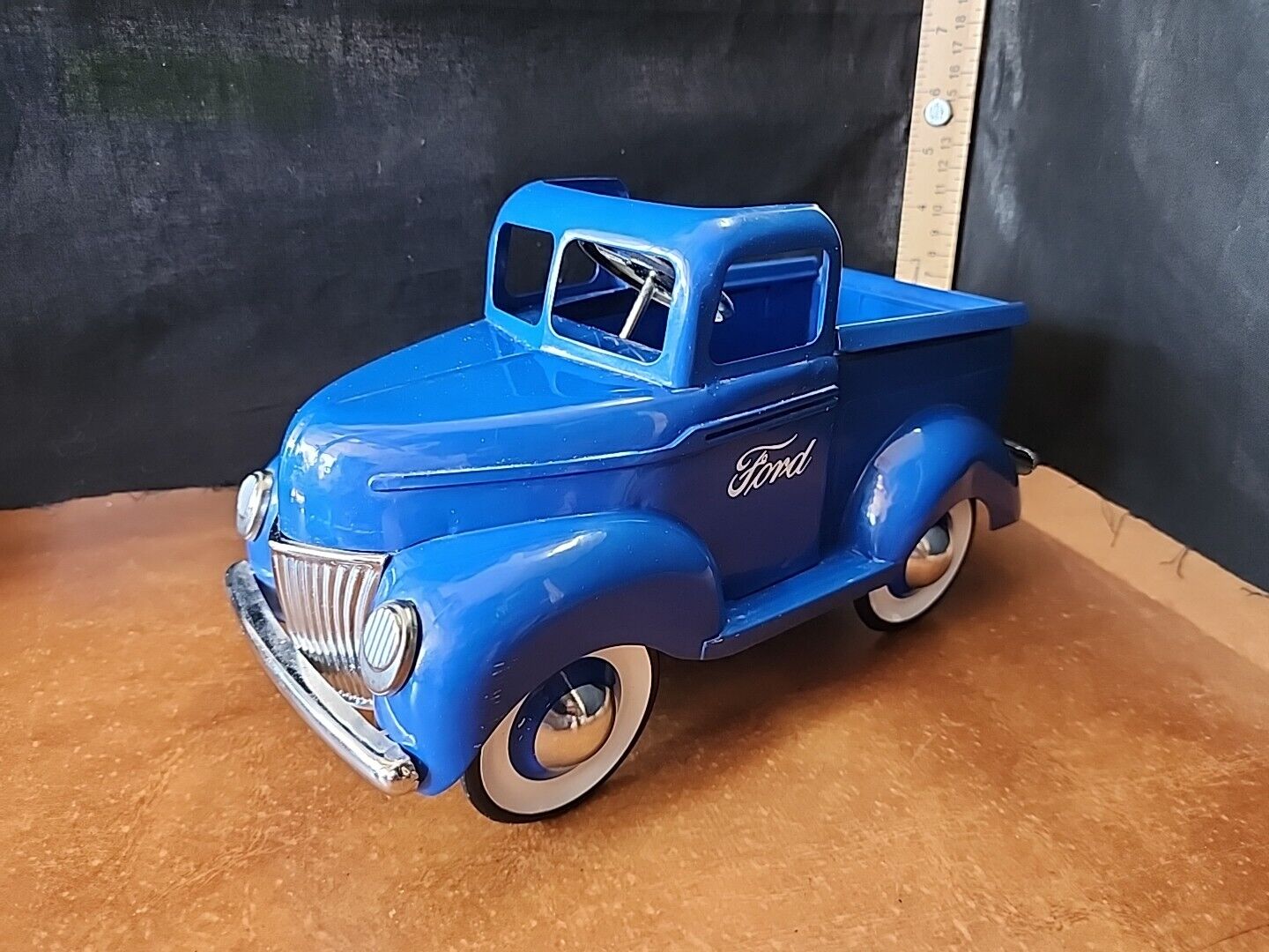 Vintage Blue Ford Metal Diecast Pick-up Truck Large Decor