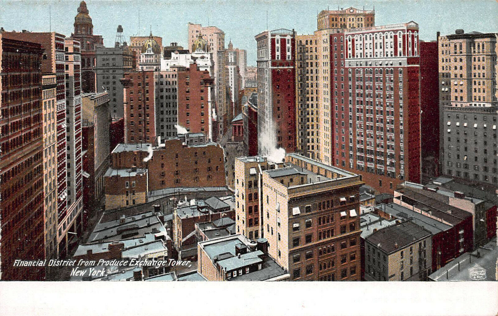 Financial District from Produce Exchange Tower, New York City, Early Postcard