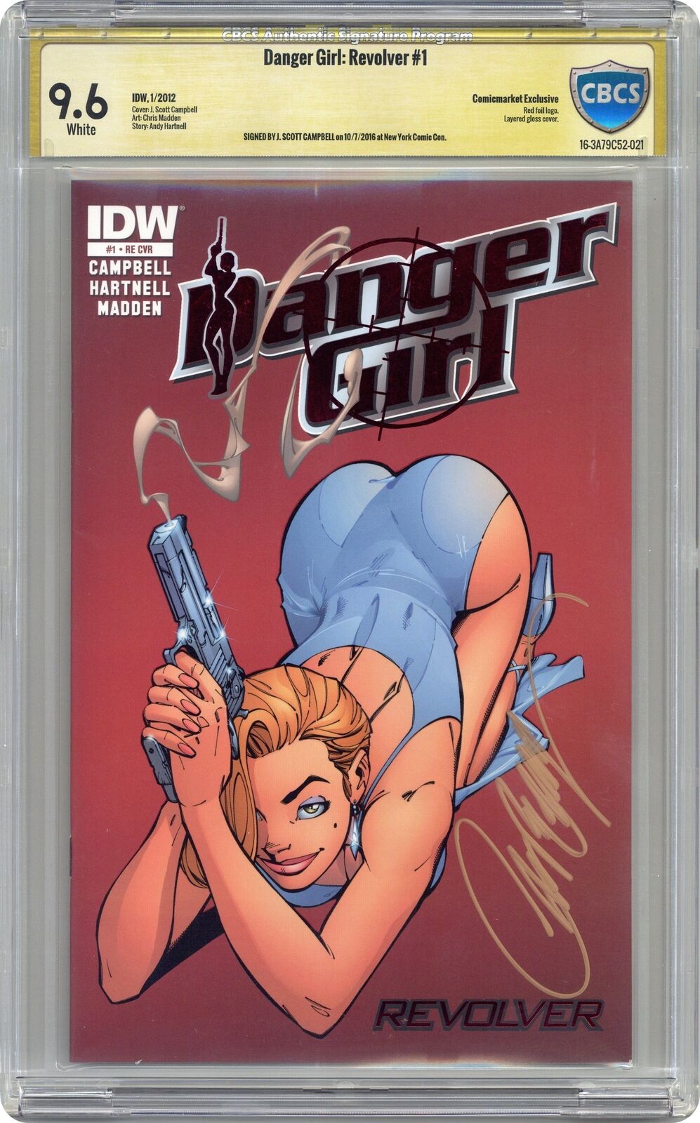 Danger Girl Revolver #1 Campbell Comicmarket Red Foil CBCS 9.6 SS 2012