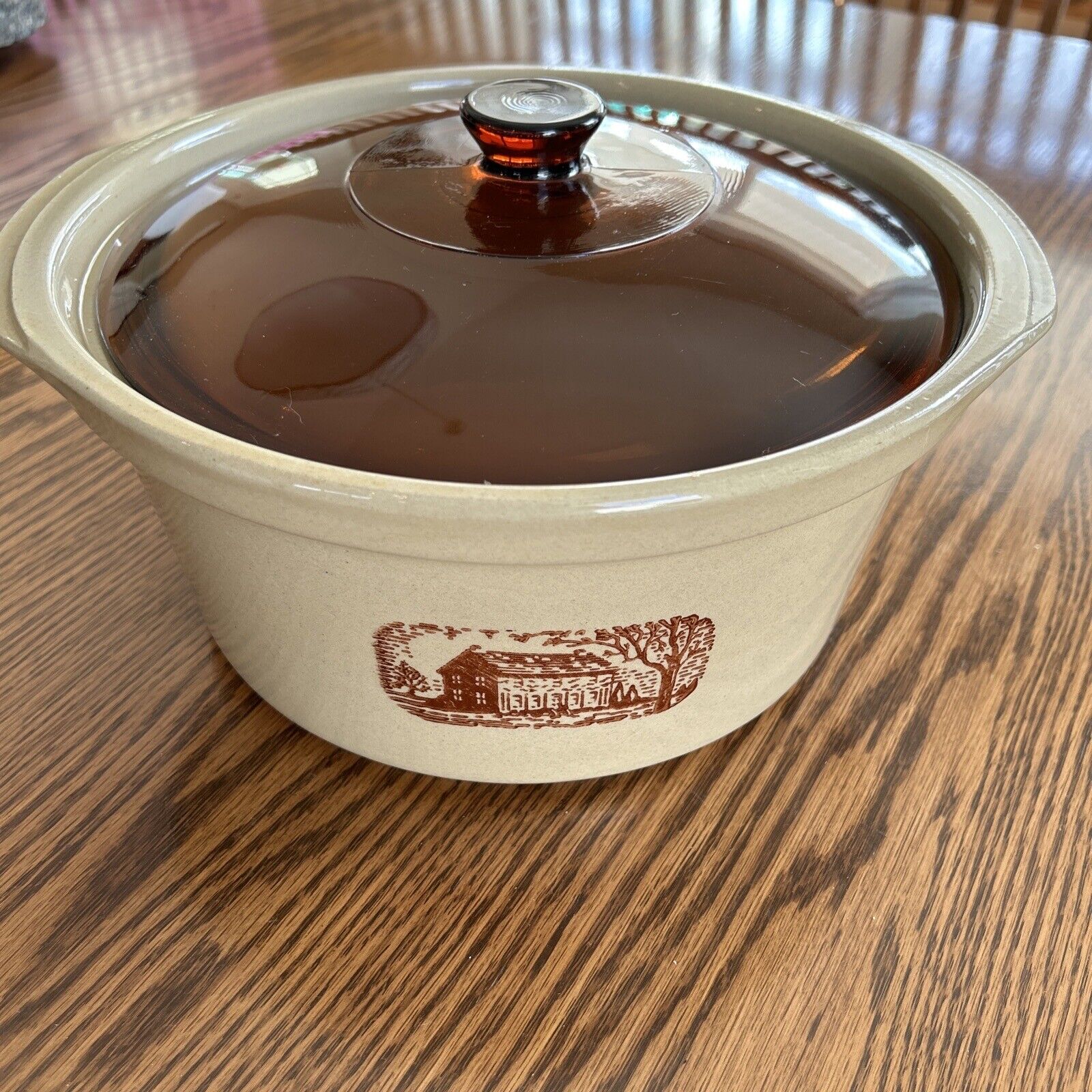 Vintage Amana Radarange Western Stoneware Crock Pot Country Cooker With Lid