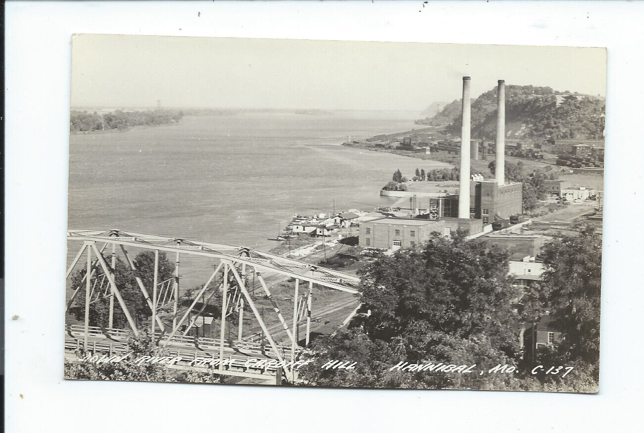 Real Photo Postcard Post Card Hannibal Missouri Mo River From Cliff