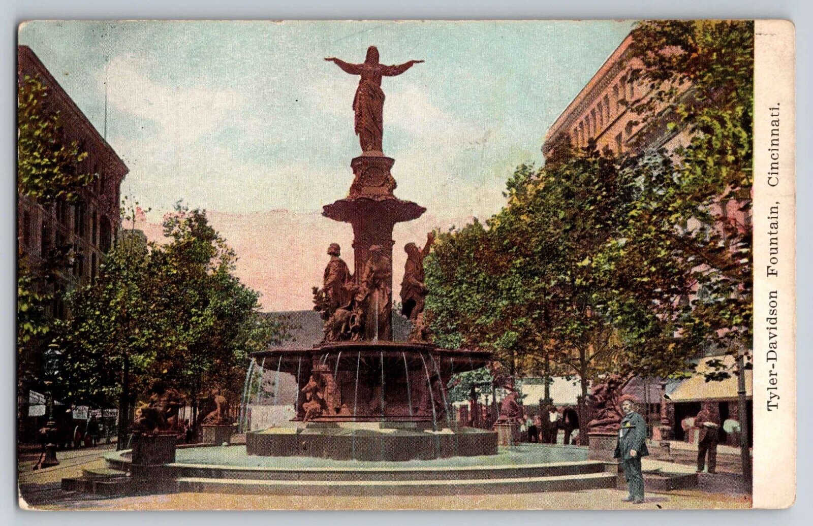 Postcard Tyler-Davidson Fountain, Cincinnati Ohio  unp/db  D-19