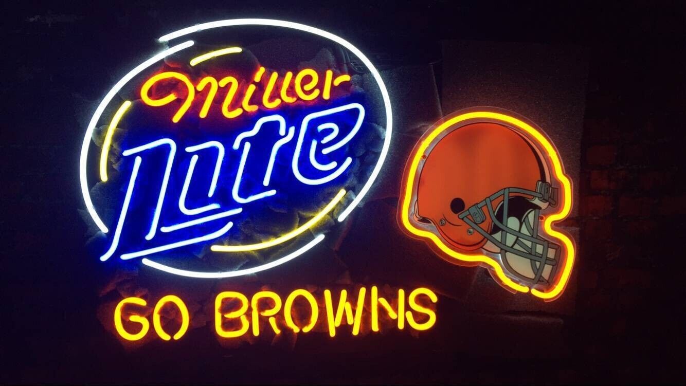 Cleveland Browns Lite Beer Neon Sign 19x15 Lamp Beer Bar Pub Room Wall Decor