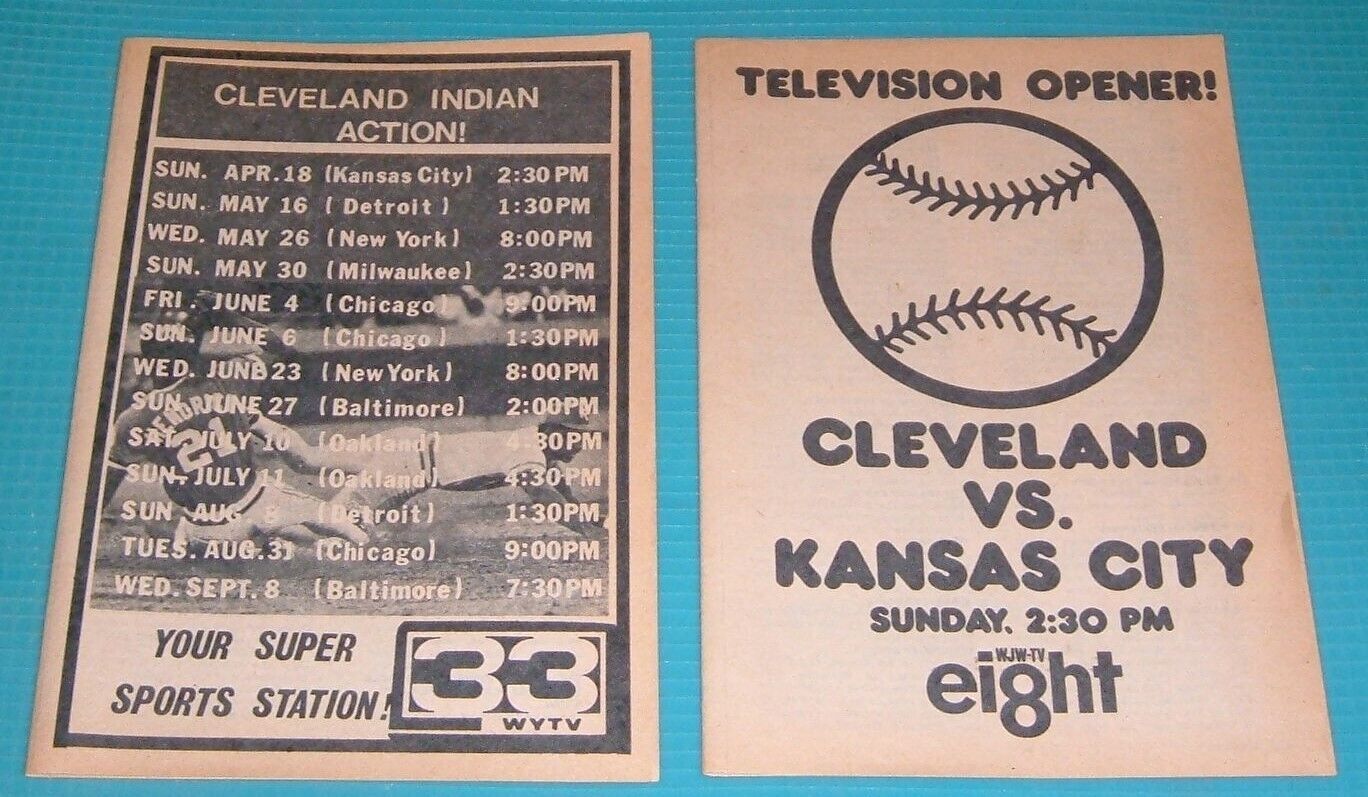 2 - 1976 TV AD's  WJW / WYTV CLEVELAND INDIANS BASEBALL APRIL TELEVISION OPENER