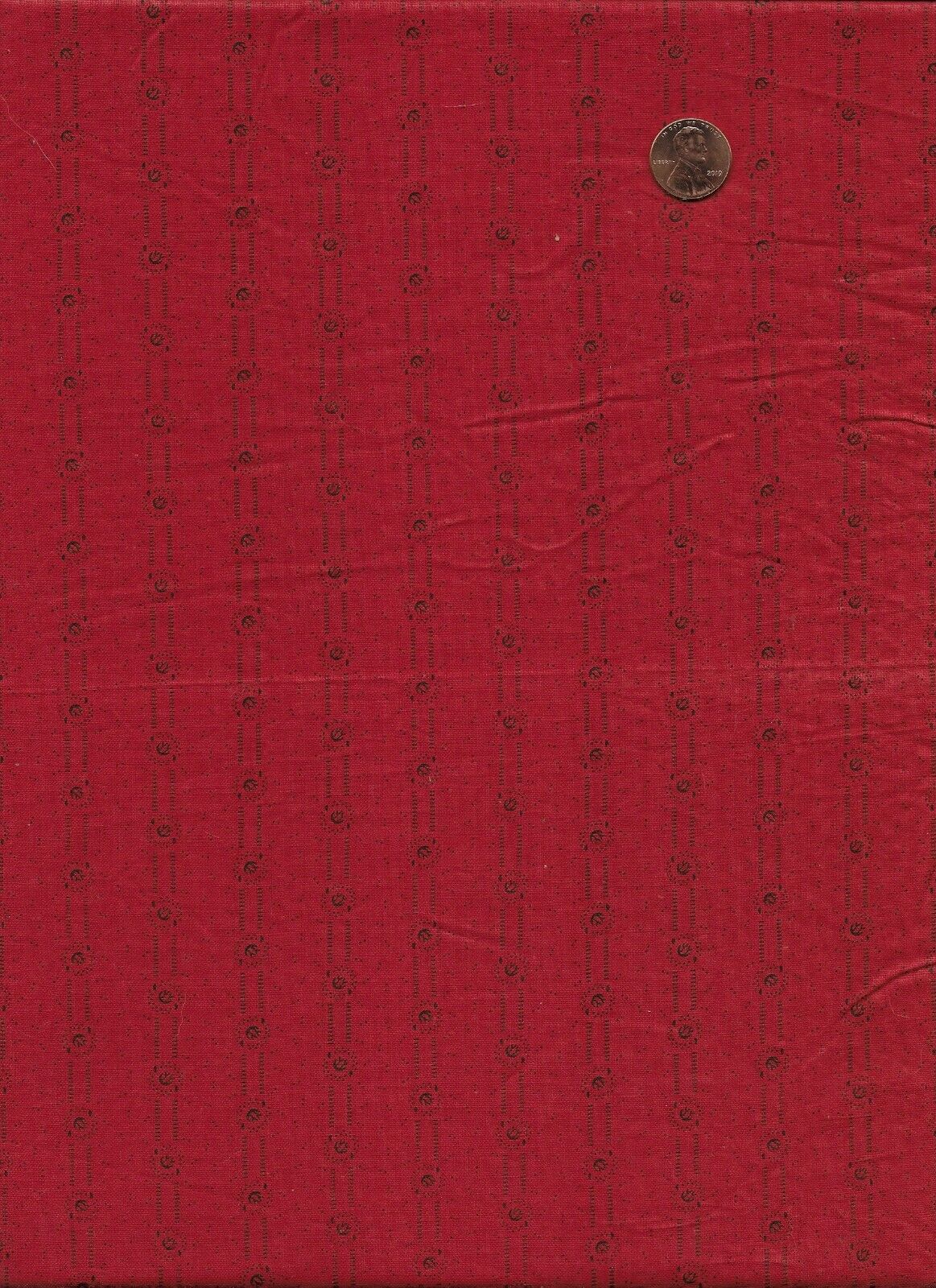 Antique 1870 Red and Black Geometric Stripe Fabric