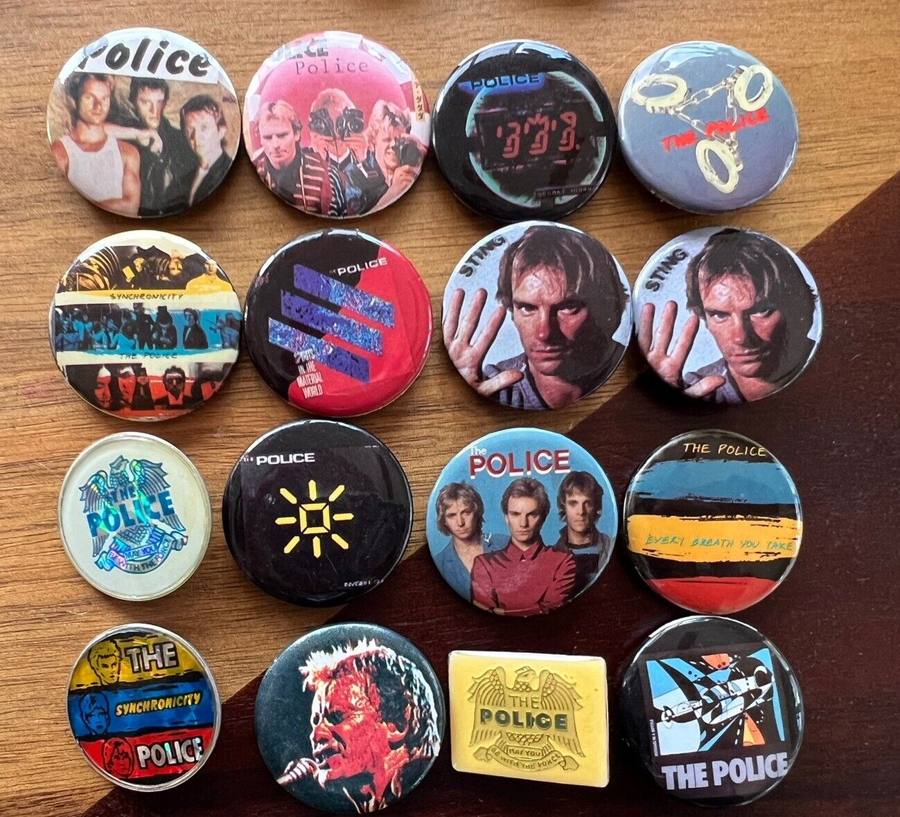 Lot of 16:  Vintage 1983-84 The Police Pins Buttons Sting 