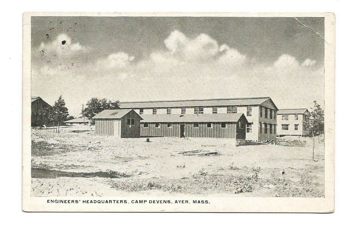 Camp Devens Ayer MA Postcard Massachusetts Engineers Headquarters c1915