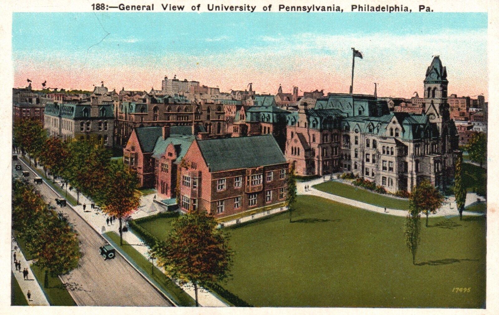 Postcard PA Philadelphia University of Pennsylvania Birds Eye Vintage PC H8488