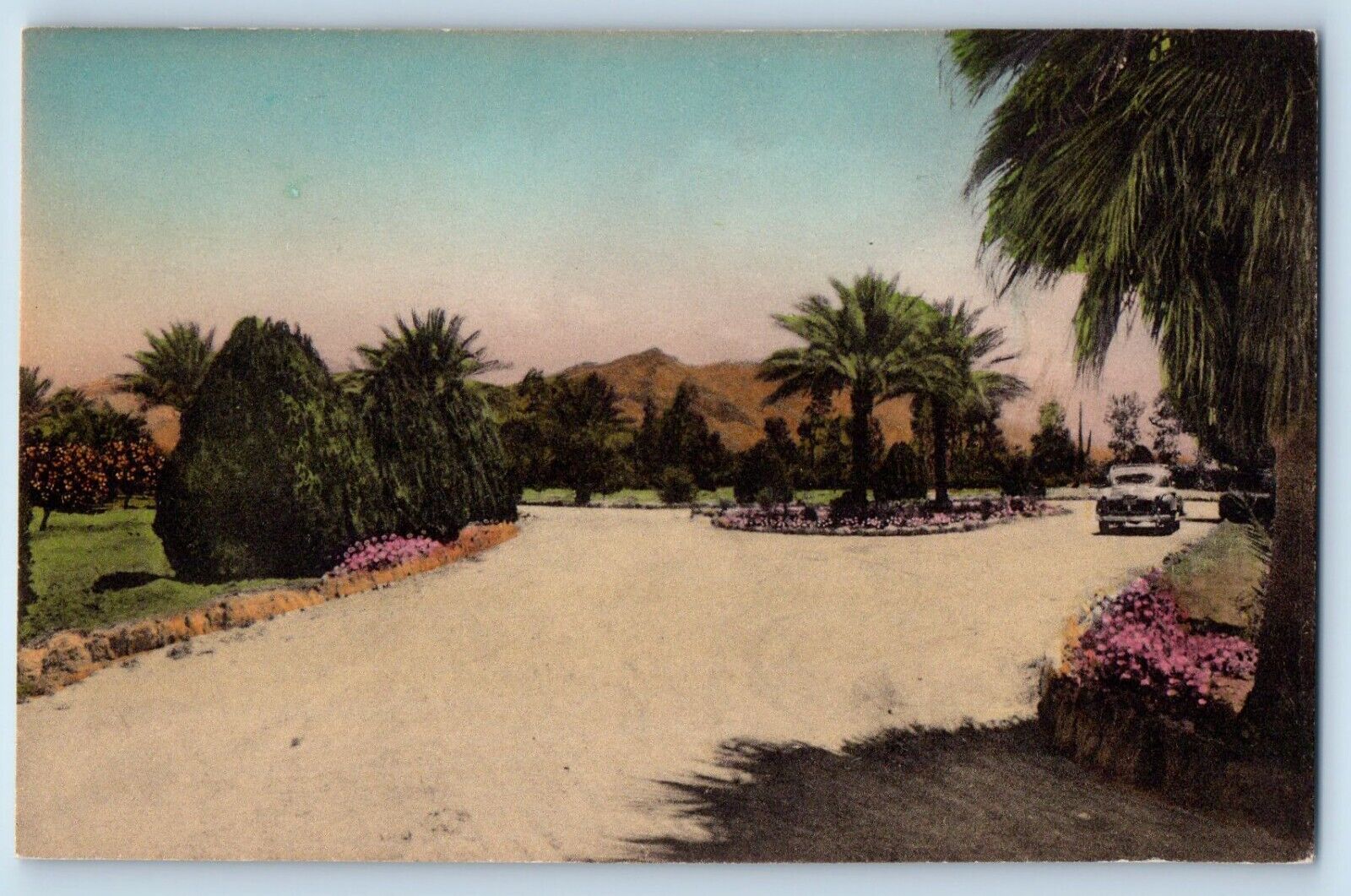 Tucson Arizona AZ Postcard Driveway Rancho Nezhone Exterior 1940 Vintage Antique