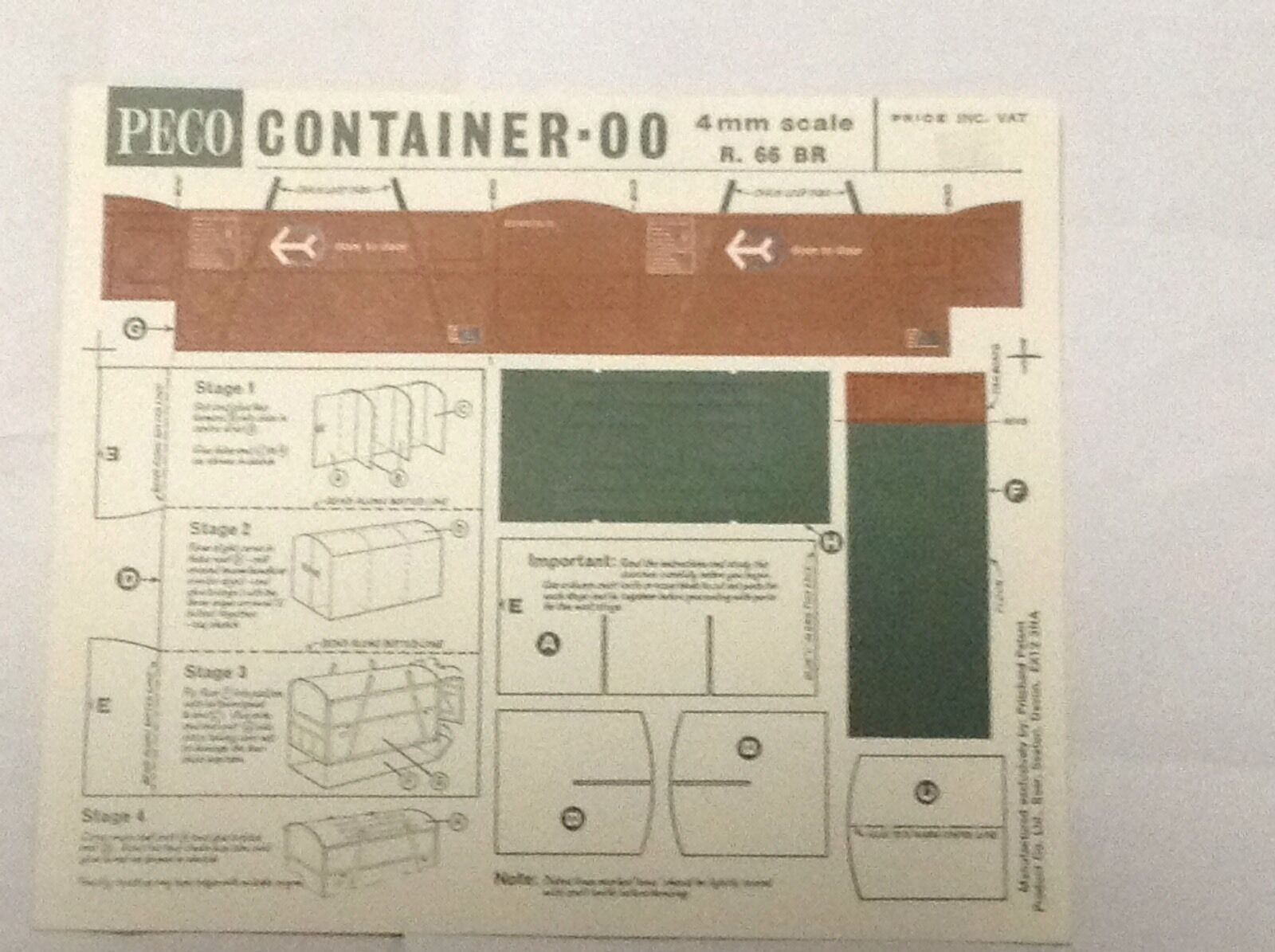 PECO CONTAINER KIT OO R. 66 BR 4mm SCALE ENGLAND SUIT LIMA HORNBY TRIANG OO/HO