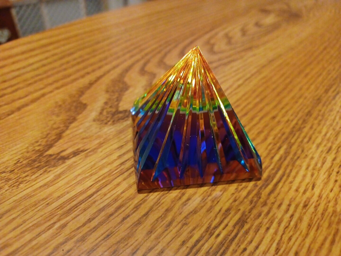 Swarovski Crystal 2 Inch Pyramid Prism Paperweight Sun Catcher Rainbow Pyramid