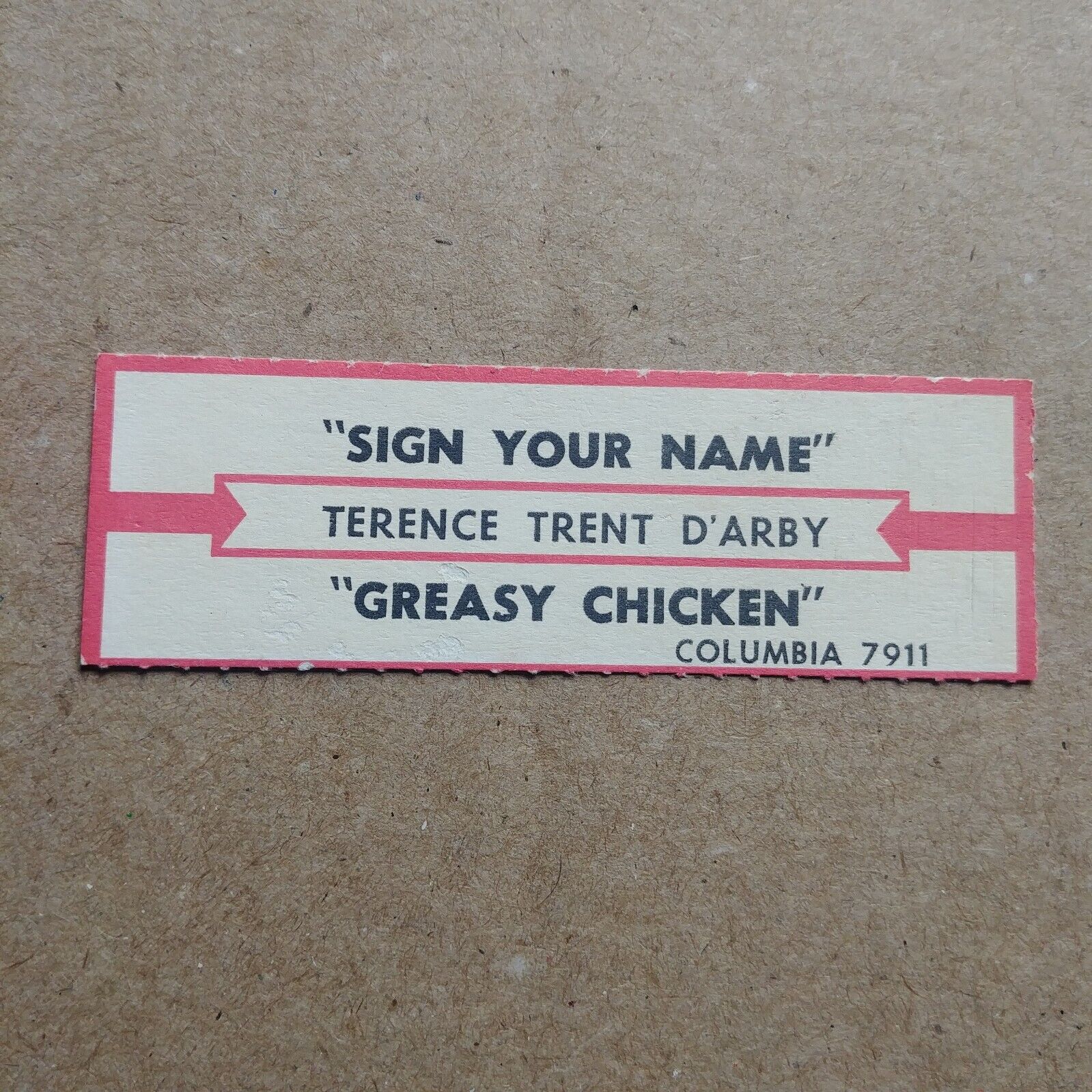 Terence Trent D\'Arby Sign Your Name JUKEBOX STRIP Record 45 rpm 7\