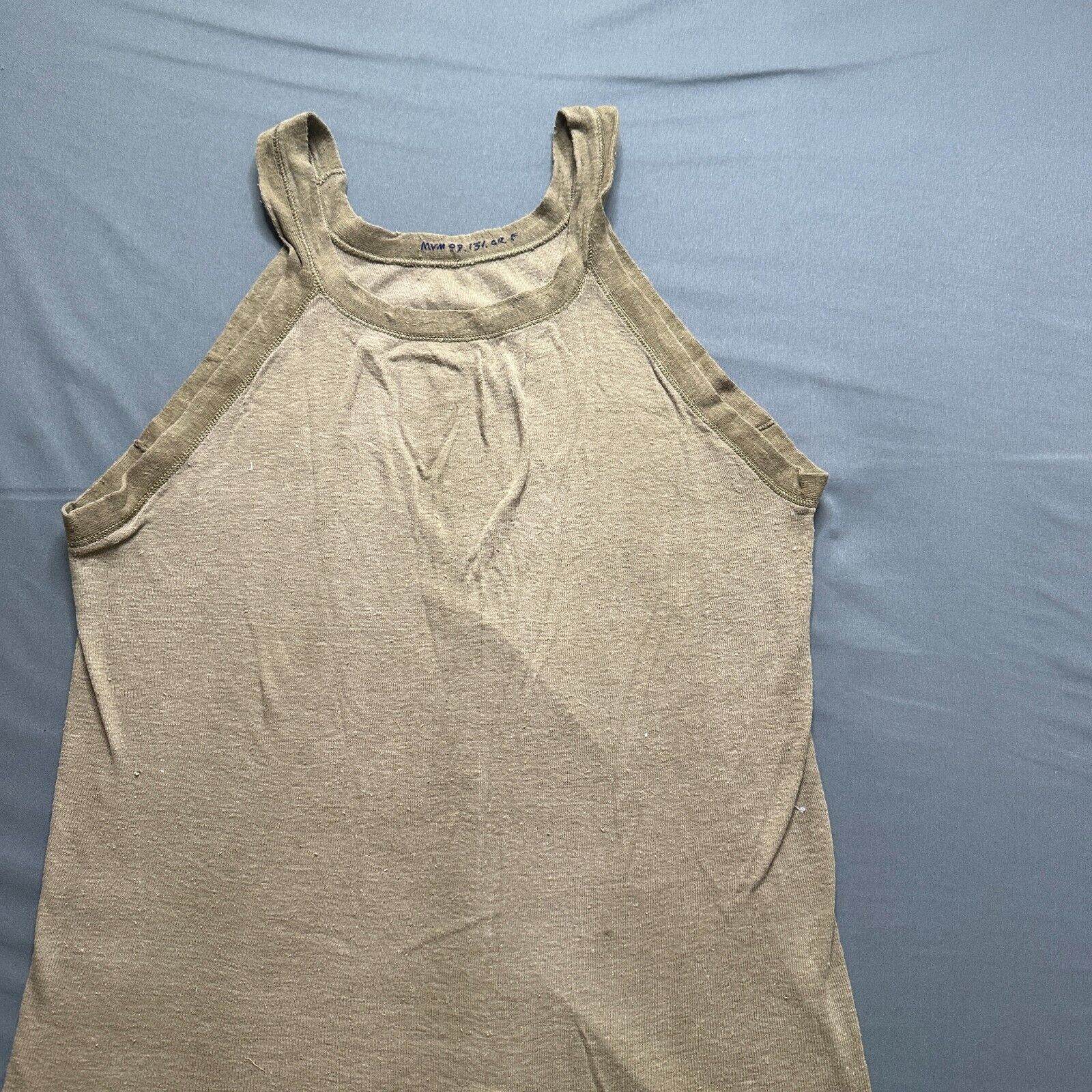 Vintage WW2 US Army Tank Top Mens L Olive Green Drab OG Cotton World War Two
