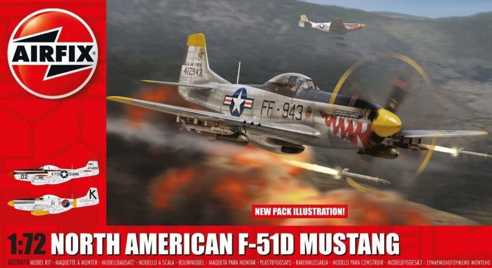 Airfix 1/72 Us Army Air Force North American F-51D Mustang Plastic A02047A