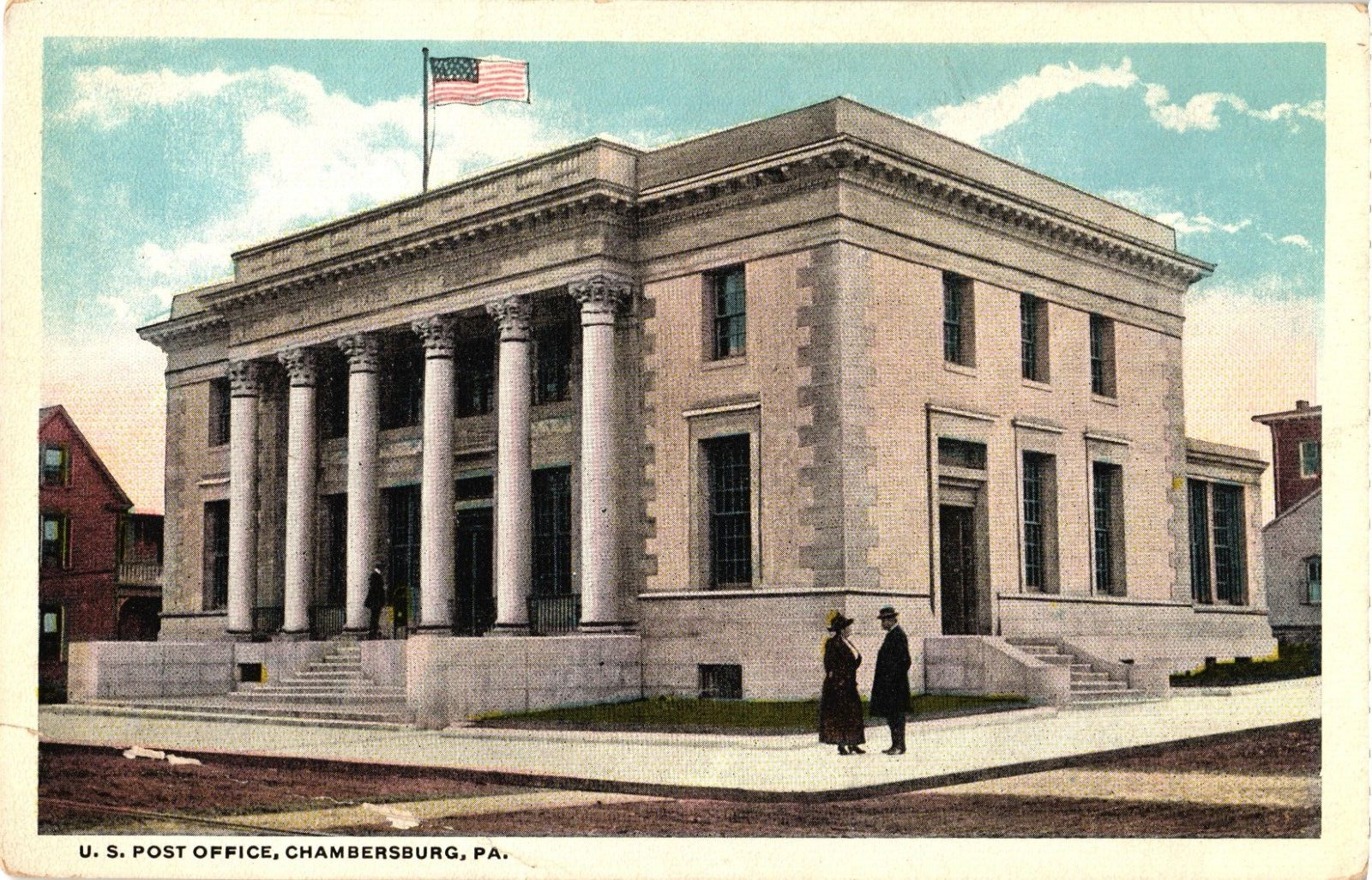 U.S. Post Office in Chambersburg Pennsylvania Vintage Unused Postcard