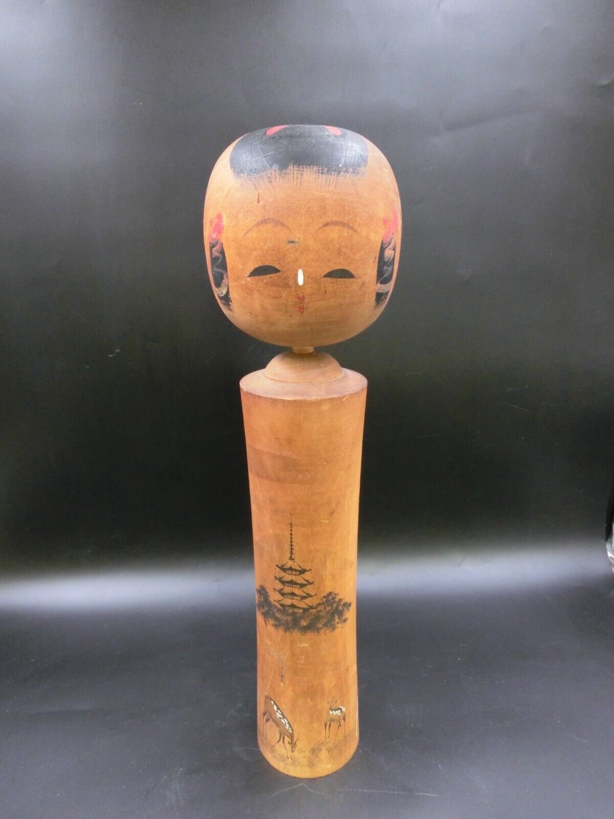 Japanese Vintage Wooden Big KOKESHI Doll Height-47cm/18.3inch 1.5kg NARA Deer