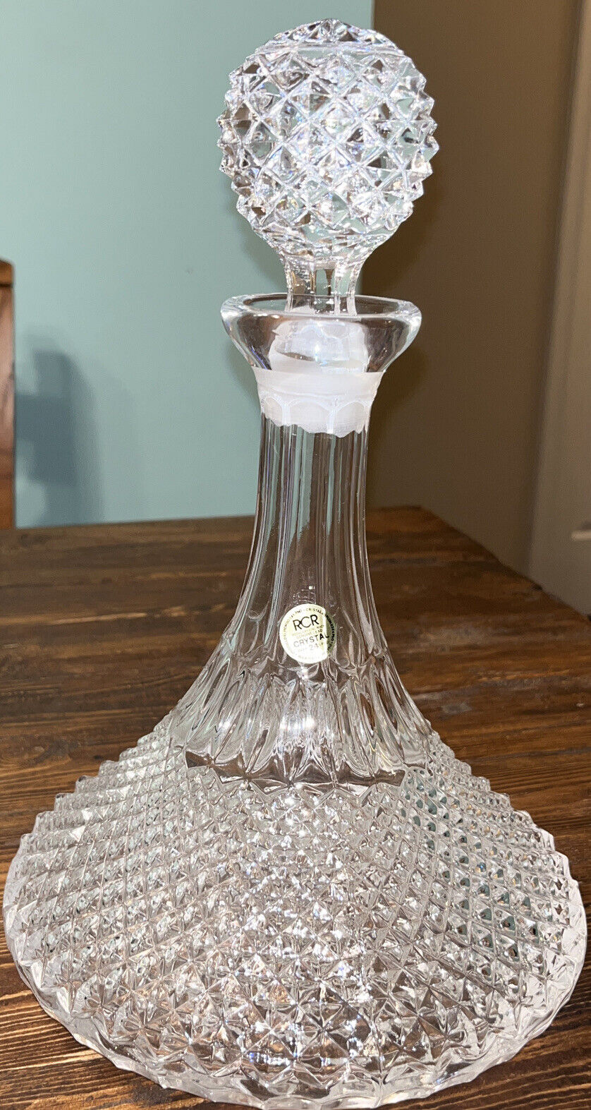 Royal Crystal Rock (RCR) Genuine Lead Crystal 24% Decanter from Italy