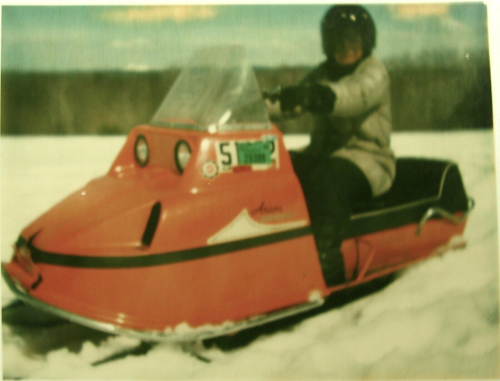 1960s Ariens Snowmobile Color Photo Vintage Big Orange Machine