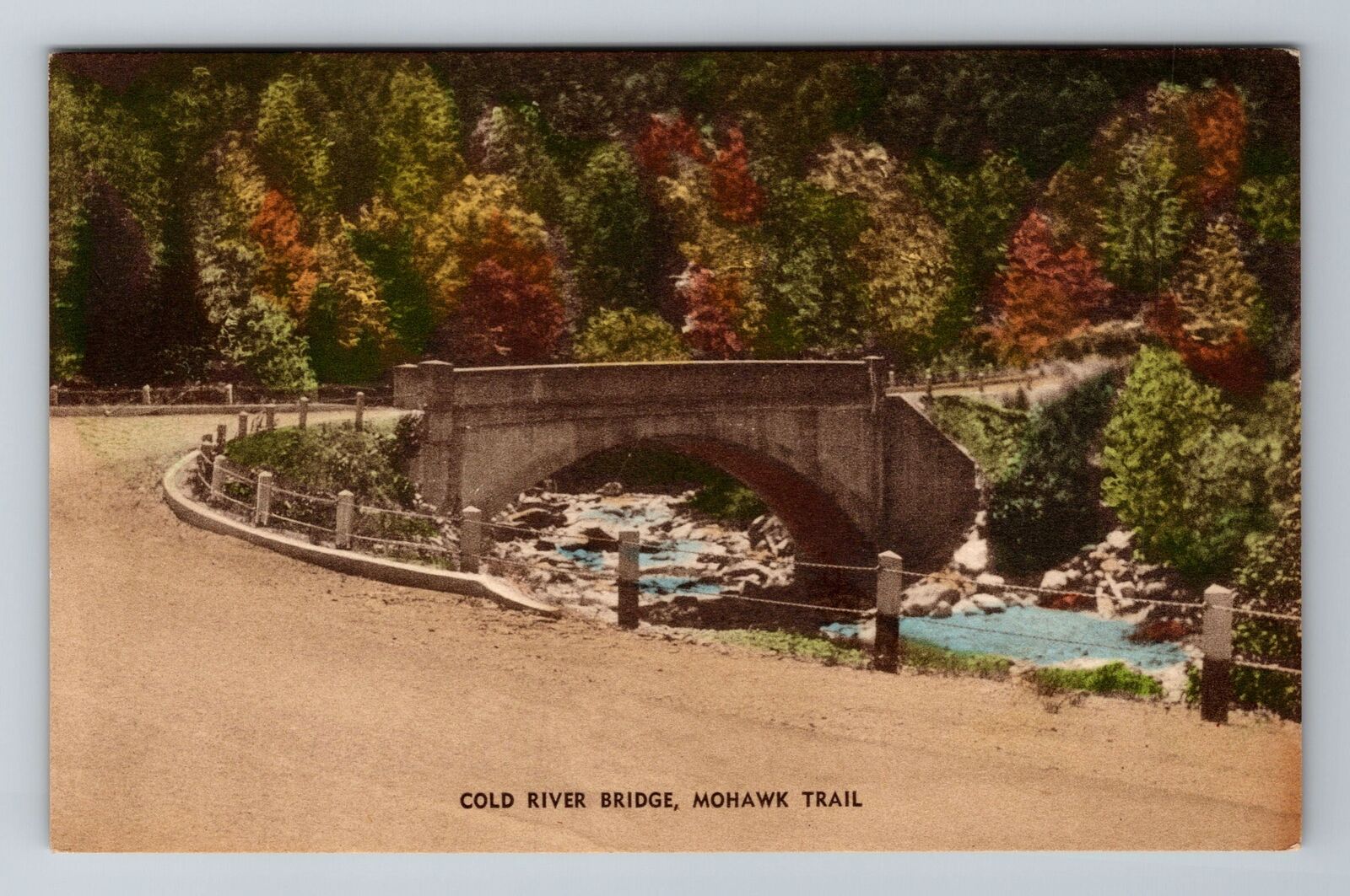 Mohawk Trail MA-Massachusetts, Cold River Bridge, Antique, Vintage Postcard