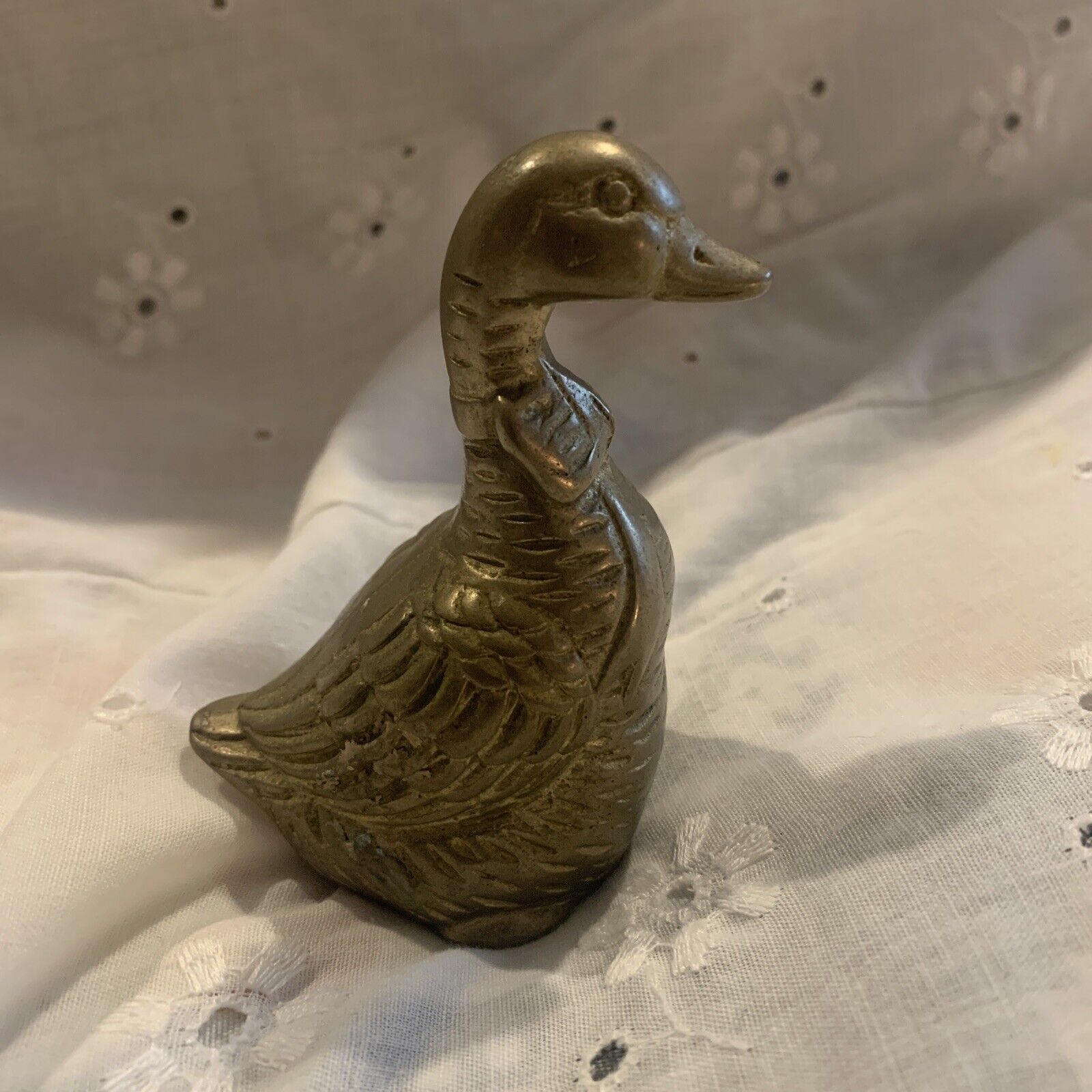 Vintage Miniature Brass Goose Duck Figurine 3 1/2\