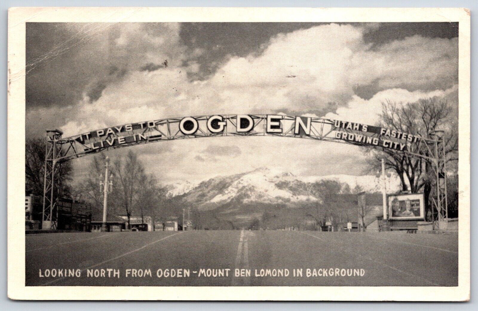 Postcard Welcome Arch Washington Boulevard, Ogden Utah Posted 1944