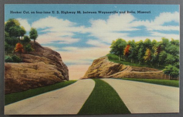 Waynesville and Rolla MO   U.S. Highway 66   Hooker Cut   Postcard