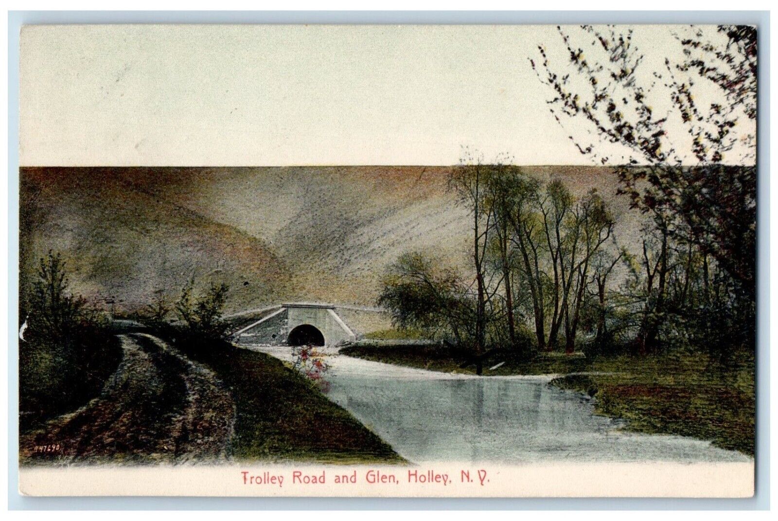 1908 Trolley Road Tunnel Creek Glen Holley New York NY Vintage Antique Postcard