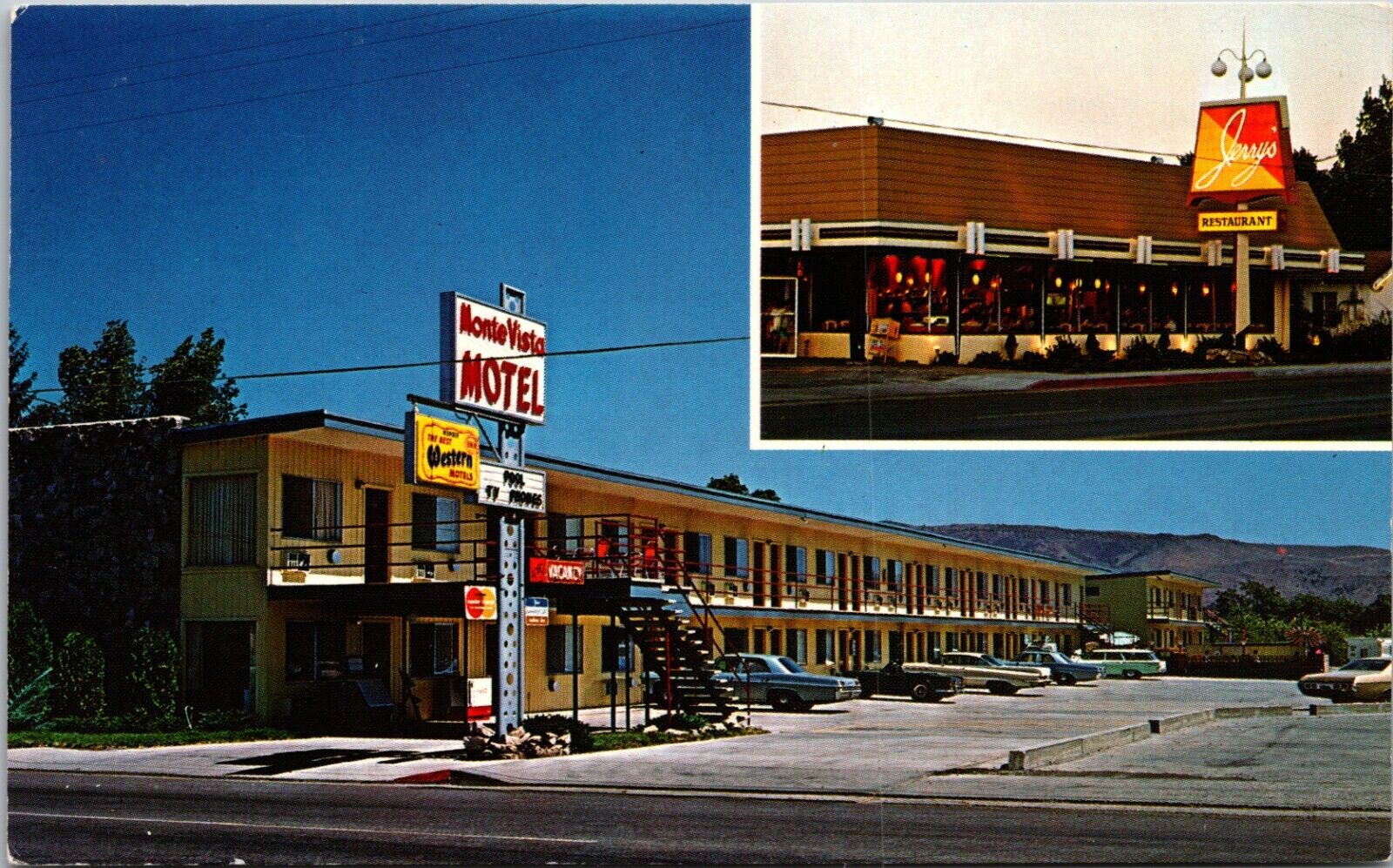 Susanville California CA Monte Vista Motel Jerrys Restaurant Postcard L55