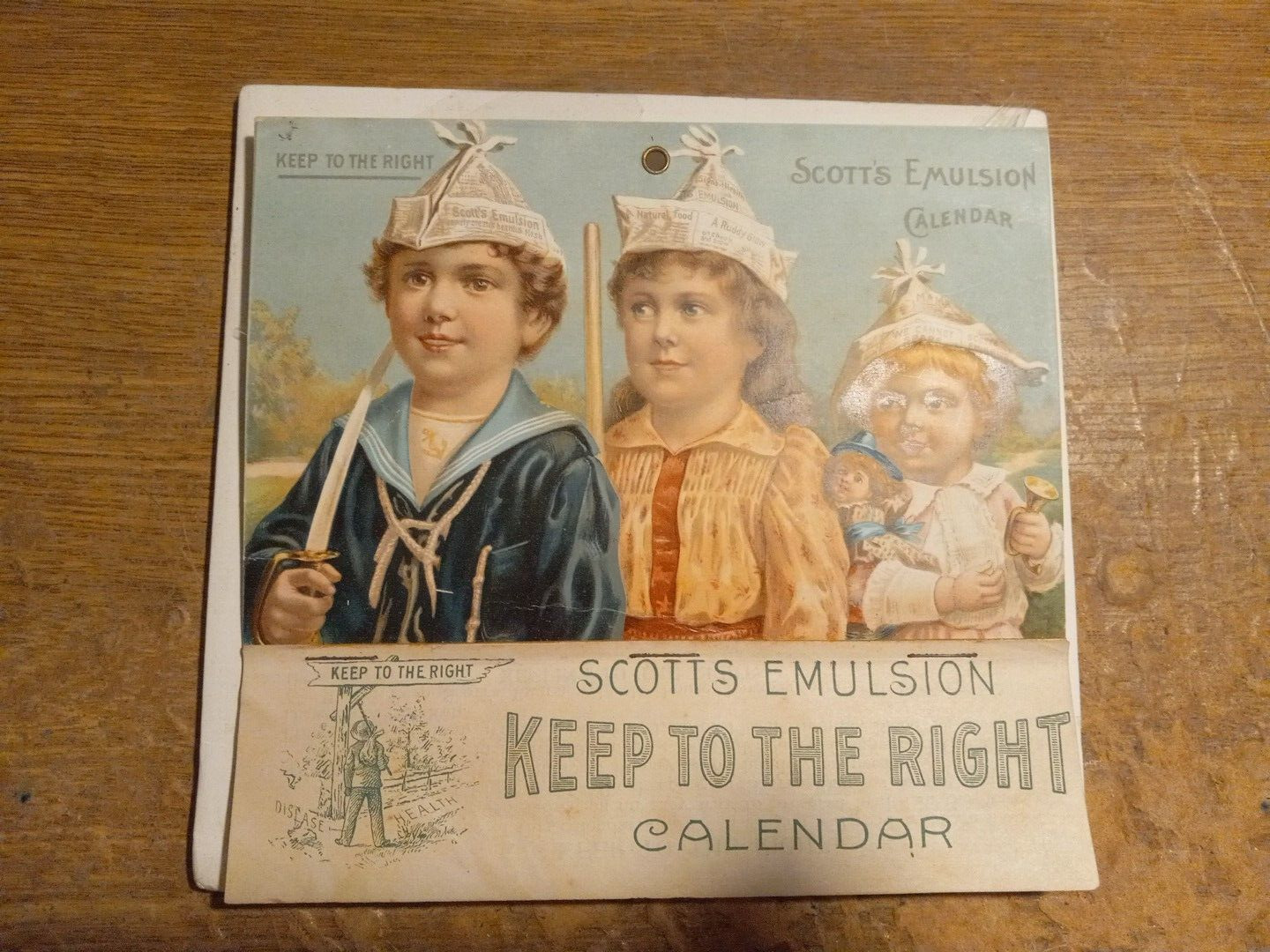Rare 1894 Scott\'s Emulsion  Ad calendar Victorian scene children toys