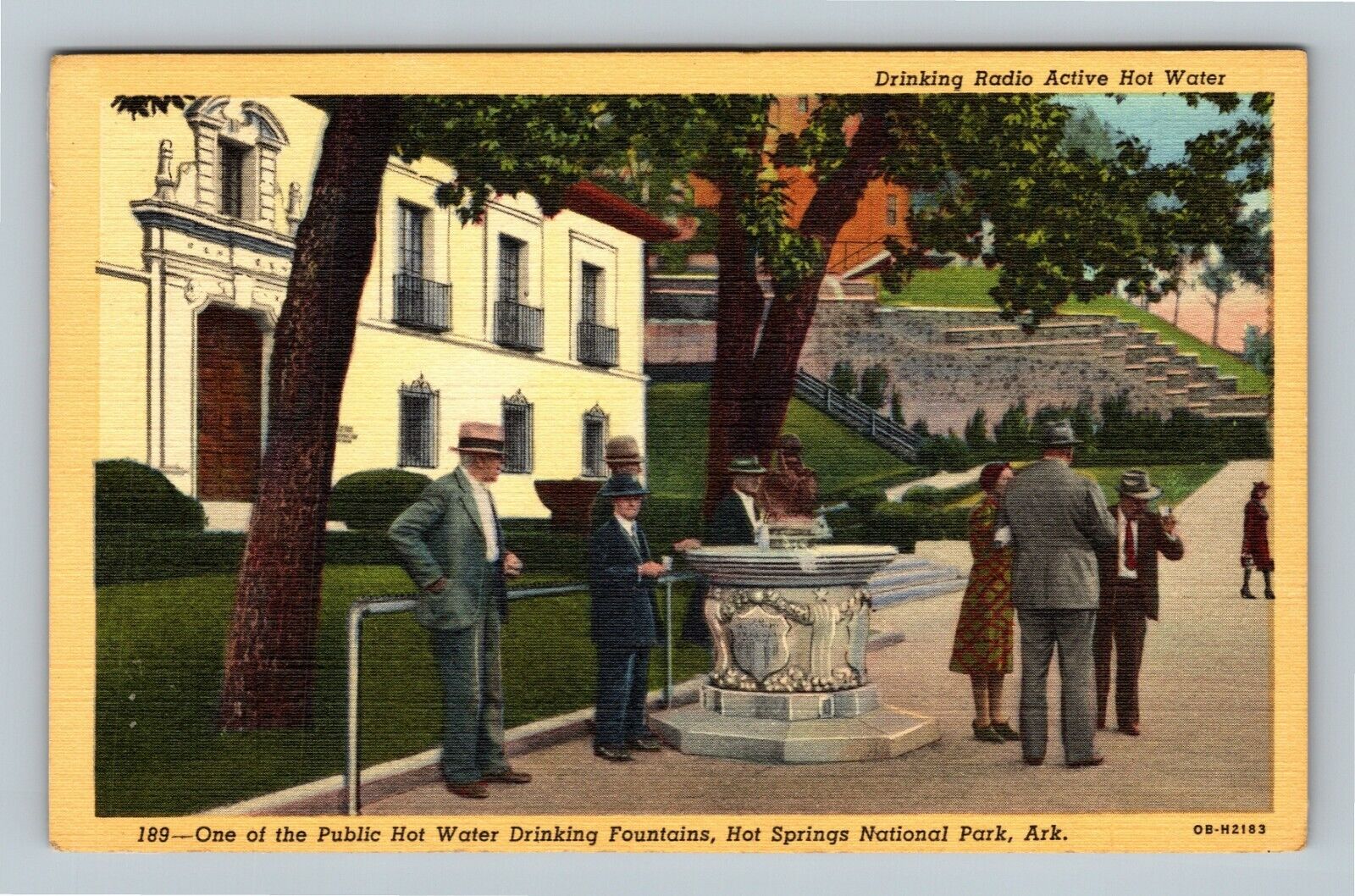Hot Springs AK Public Hot Water Drinking Fountain Arkansas 1953 Old Postcard