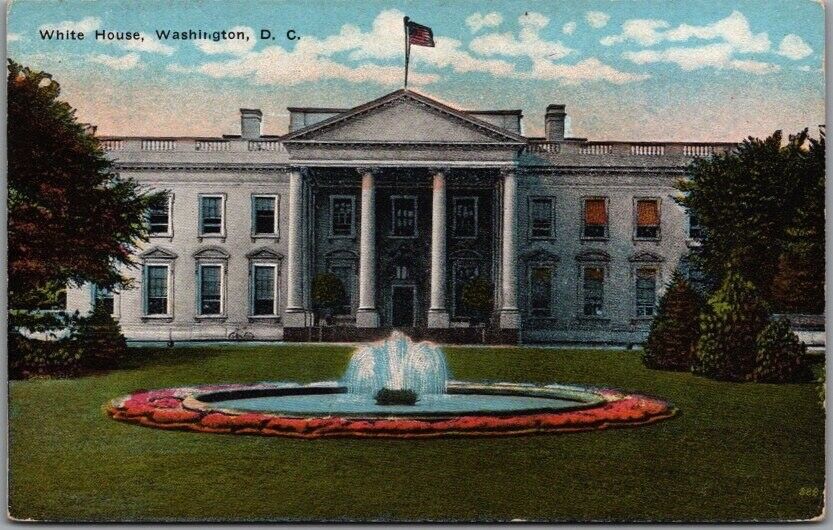1910s Washington DC Postcard WHITE HOUSE North Front View w/ Fountain - Unused
